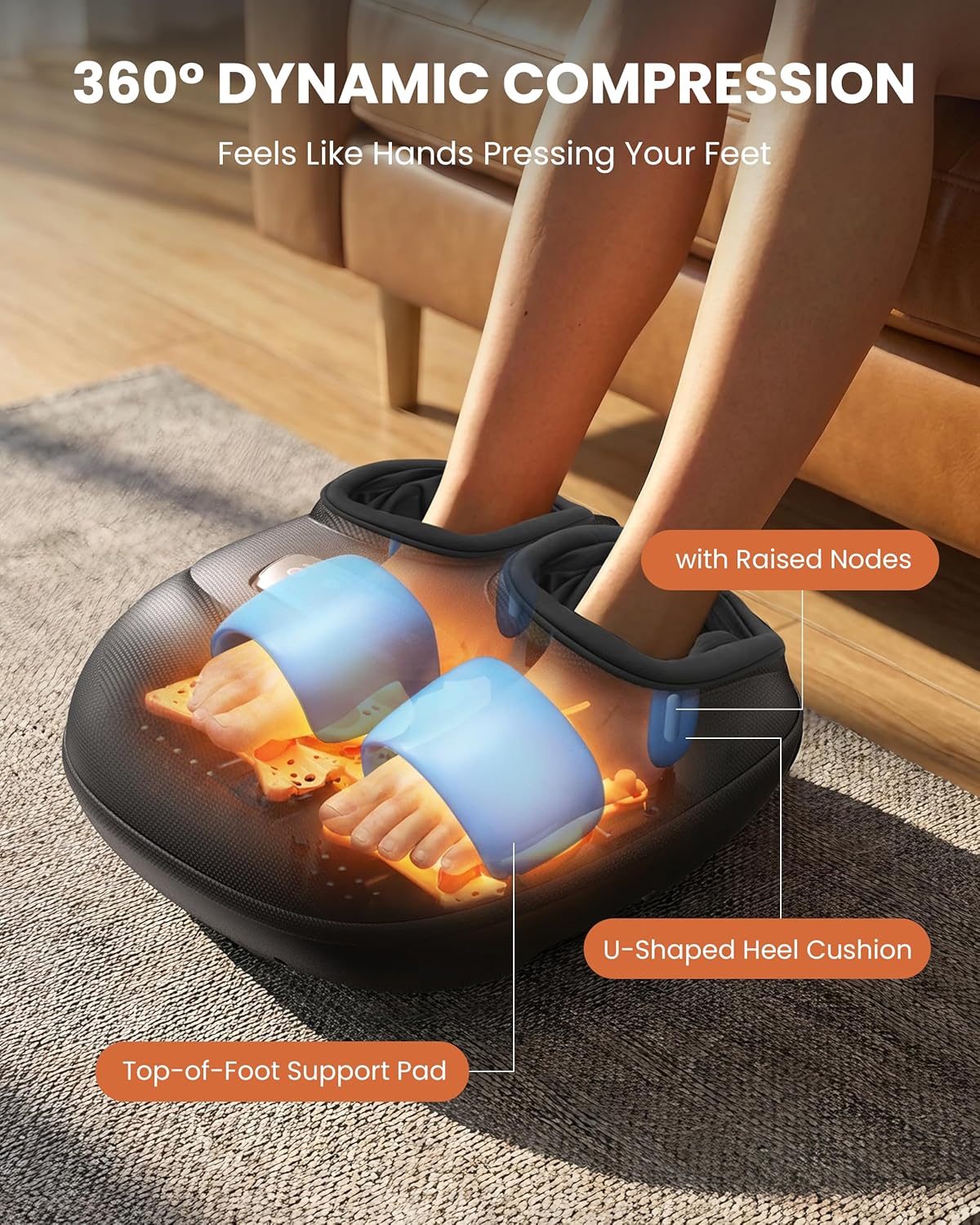 CILI Foot Massager with Heat, Shiatsu Foot Massager for Pain Relief & Plantar Fasciitis, Electric Heated Feet Massager with Kneading, Compression & Vibration, Washable Sleeve, FSA Eligible HSA