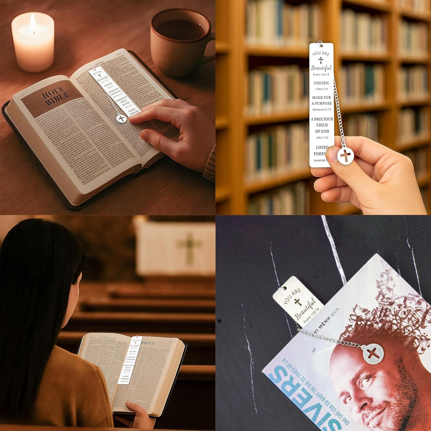Bible Bookmark Metal Bookmarks Christian Gift for Women Men Girls Boys Baptism and First Communion Graduation and Back to School Religious Inspirational Scripture Verse Bookmark for Book Lovers