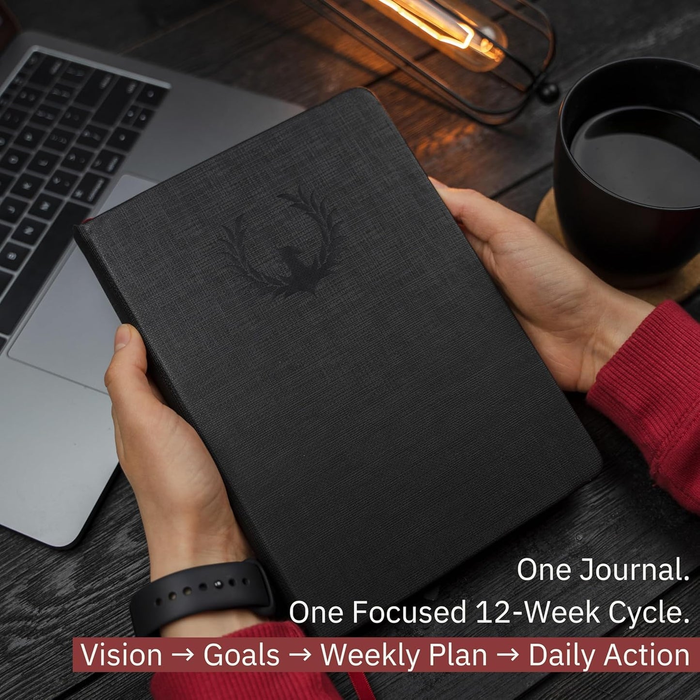 The Phoenix Journal – Quarterly Goal Planner & Daily Journal for Focus, Productivity & Clarity – 12 Week Undated Roadmap with Vision & Goal Setting – Daily, Weekly & Monthly Planning – Hardcover - Black