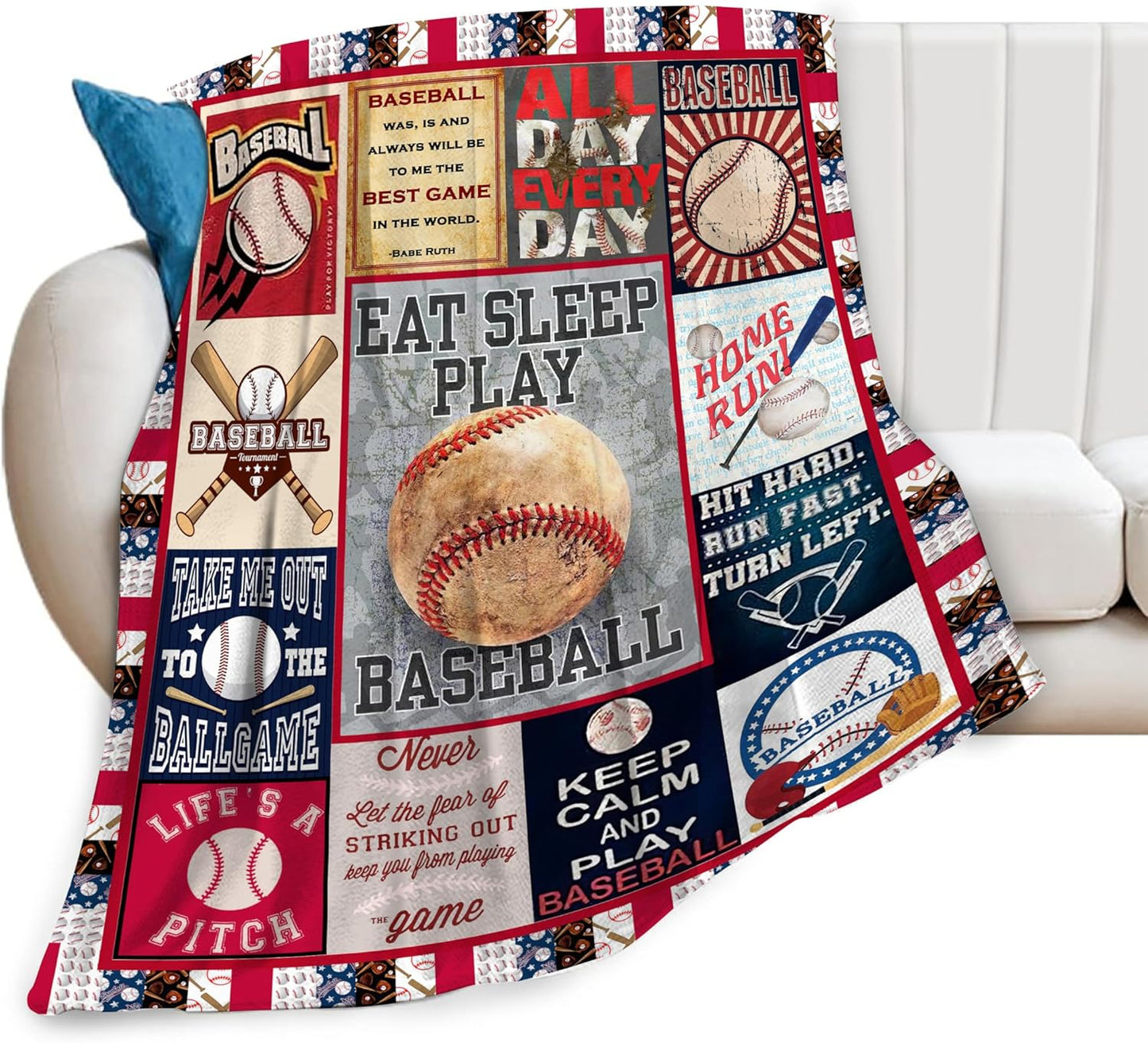 Baseball Blanket Baseball Throw Blanket Sports Lover Gifts Stuff Fleece Plush Flannel Bedding Decor for Men Boys Kids Adults Couch Bed 40"X50"