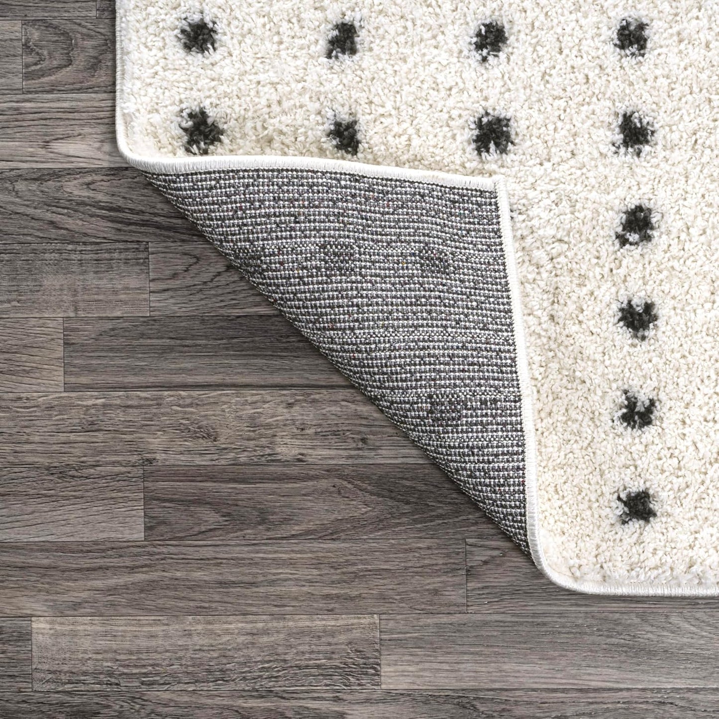 JONATHAN Y Pele Modern Geometric Dot Shag White/Gray Indoor Area Rug, 3x5, Bohemian, Contemporary, Easy-Cleaning for Living Room, Bedroom, Kitchen, Pet Friendly, Non-Shedding (MOH400A-3)