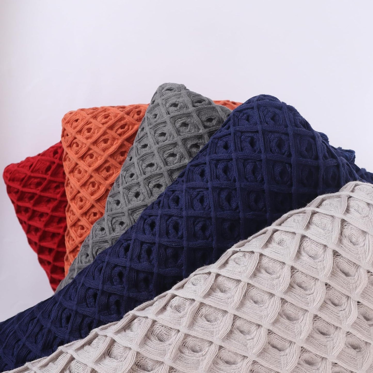Premium Cotton Waffle Weave Throw Blanket - Large Waffle Style, Decorative, Breathable, Perfect Home Gift (Gray, Throw)