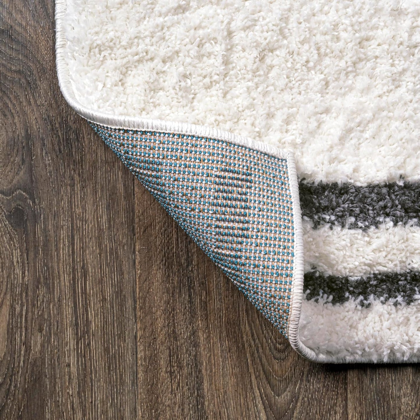 JONATHAN Y Petra Stripe Geometric Shag White/Gray Indoor Area Rug, 3x5, Bohemian, Contemporary, Easy-Cleaning for Living Room, Bedroom, Kitchen, Pet Friendly, Non-Shedding (MOH406A-3)