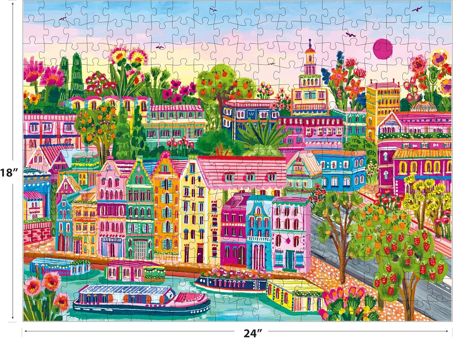 RoseArt - Millie Illustrates - Amsterdam - 300 Piece Jigsaw Puzzle – Vibrant Cityscape Artwork, Fun & Challenging Puzzle for Adults