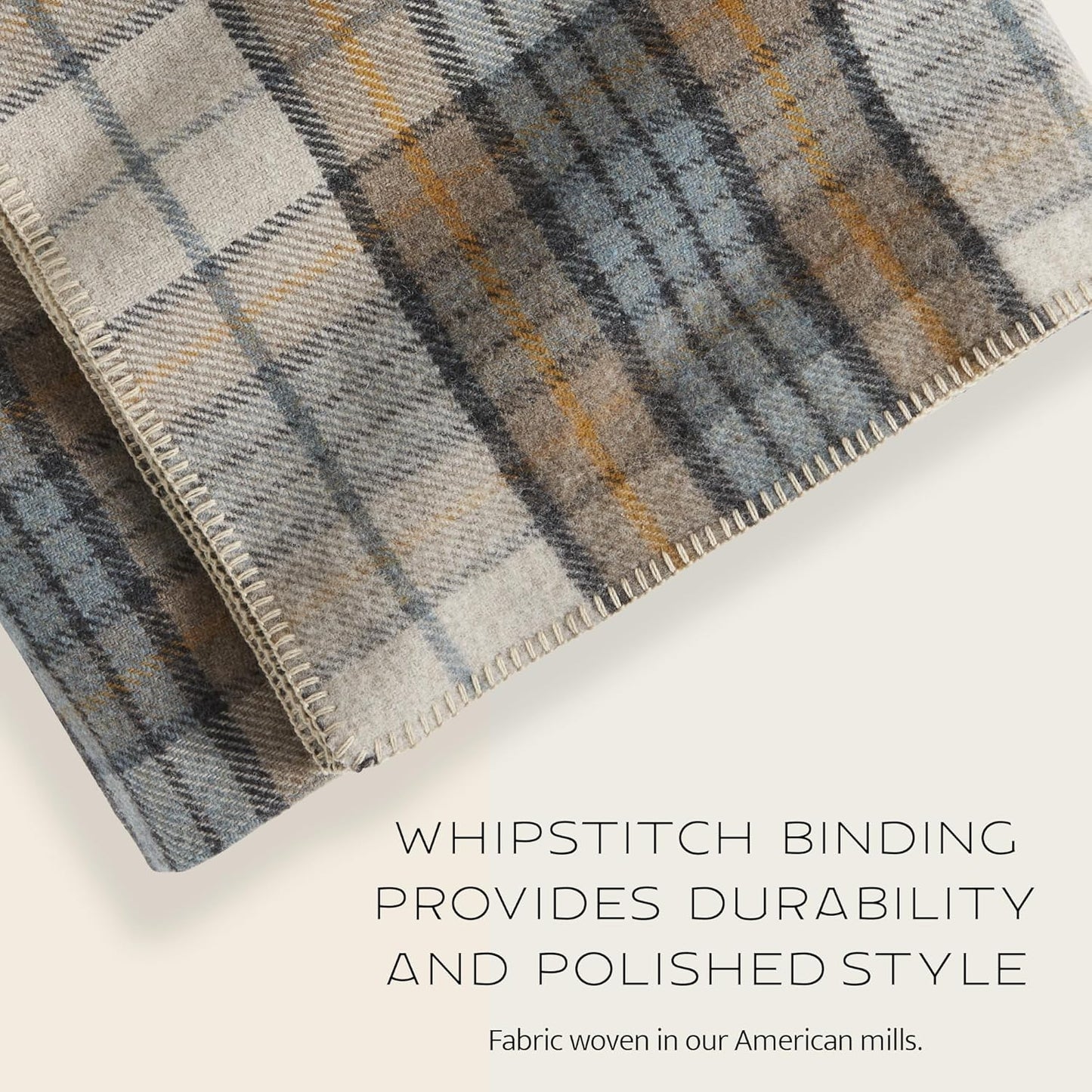 Pendleton Eco-Wise Easy Care 100% Wool Blanket, Responsibly Sourced, Heirloom Quality, Washable All Season Blanket, Twin 66" x 96", Ivory