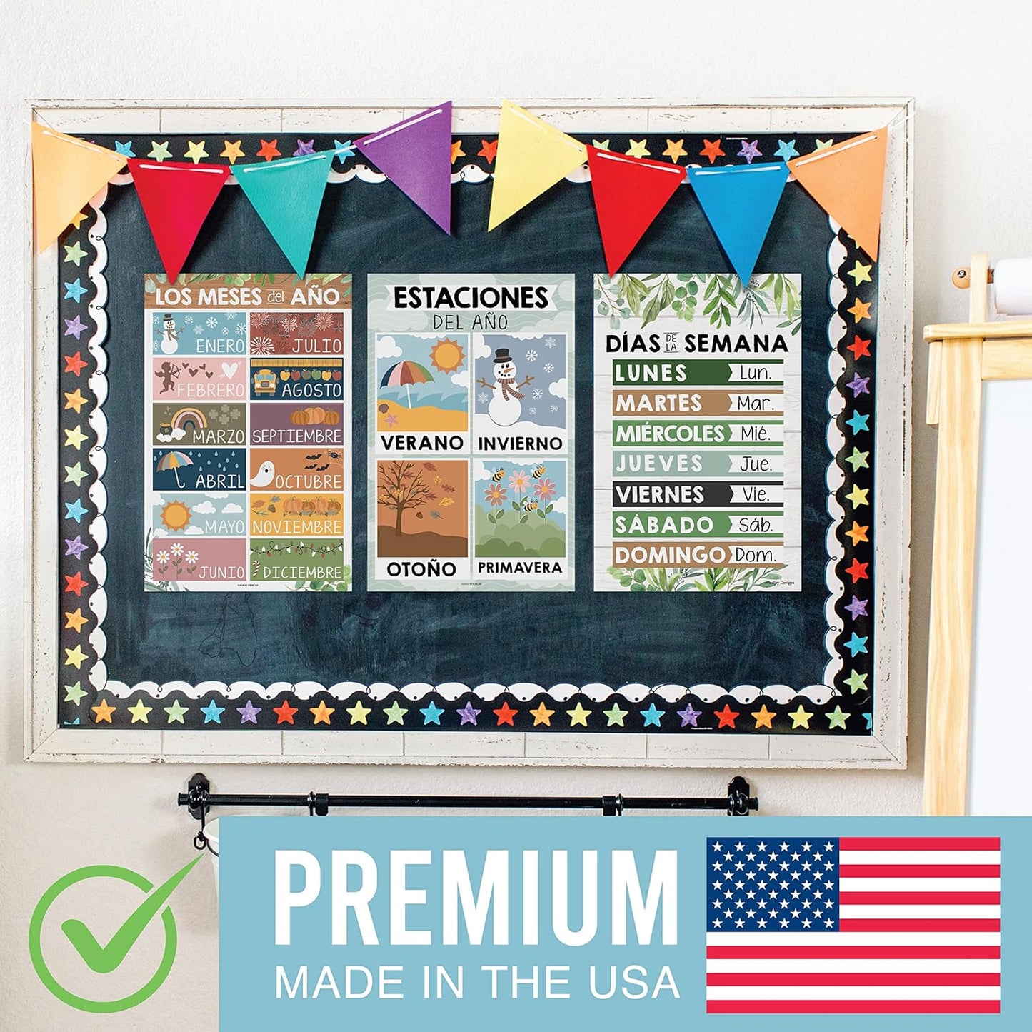 Hadley Designs Spanish Classroom Decorations - 12 Spanish Posters for Classroom Elementary, Abecedario para Niños en Español, Laminated Farmhouse Bilingual Educational Posters 11x17