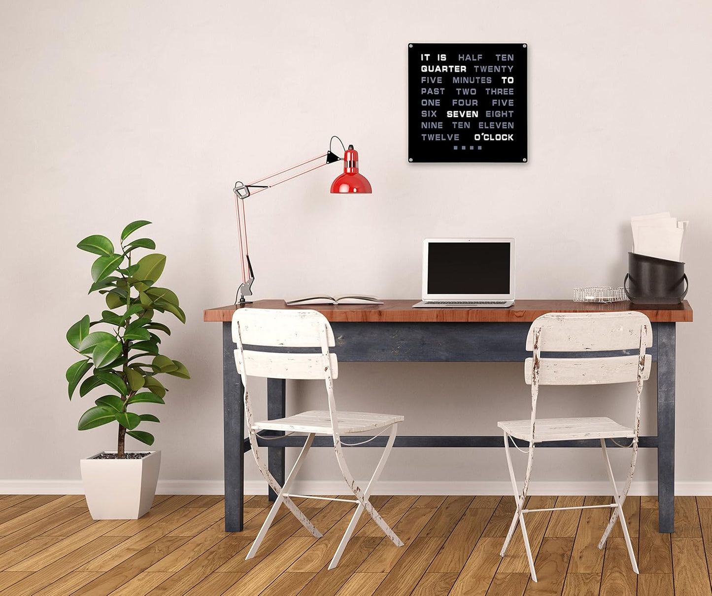 Tech Tools LED Word Clock - Displays Time as Text - Powered by AC Adapter (12" x 12")