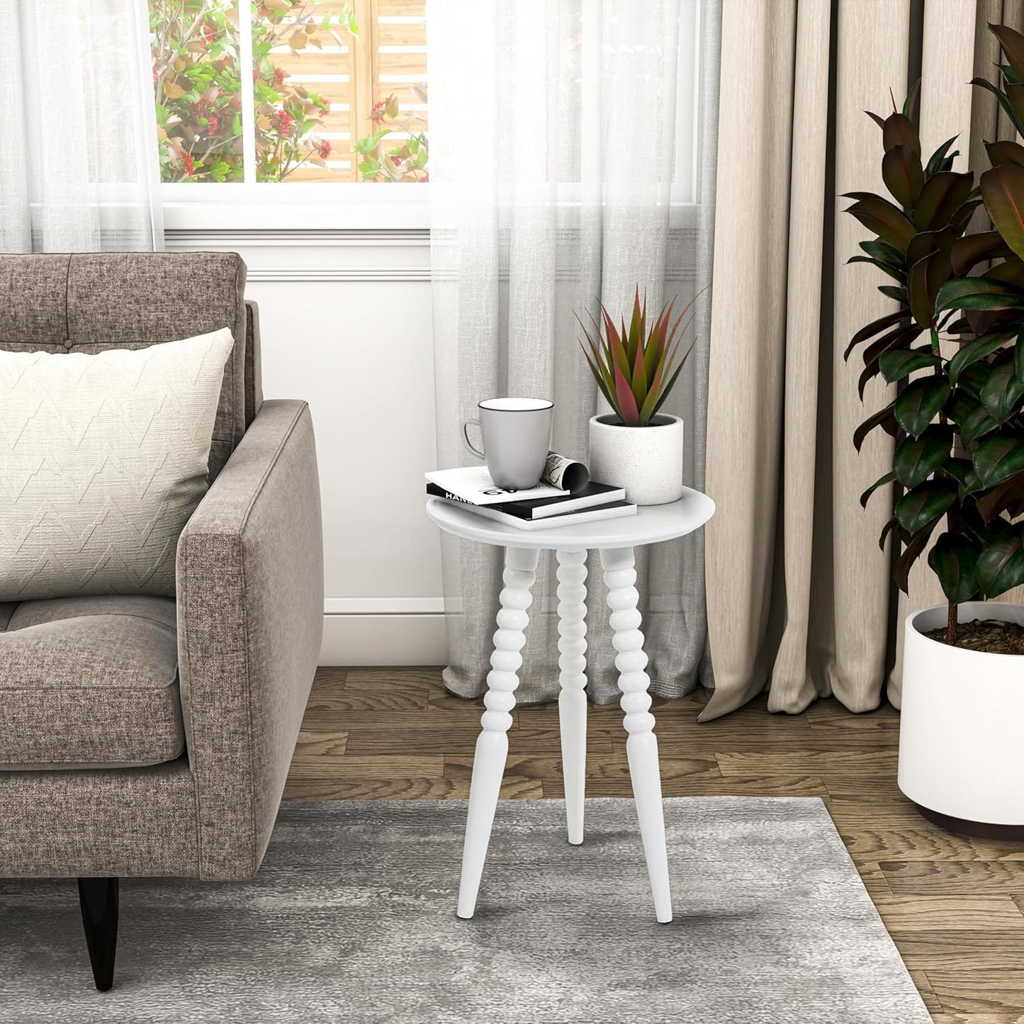 Silverwood Allison Round Accent Table with Turned Legs, White
