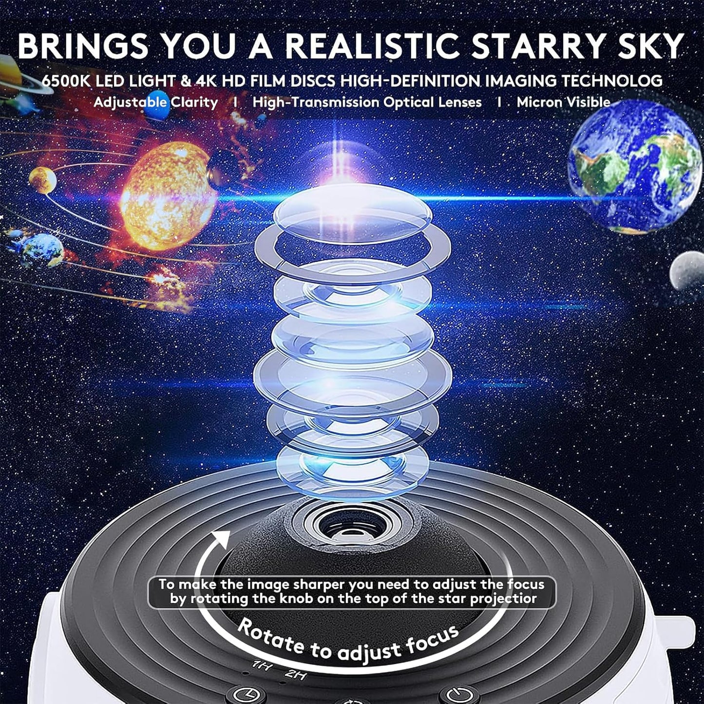Galaxy Projector Pro, 13-in-1 Planetarium Projector - Northern Lights, Moon & Solar System, 360° Rotating with Auto-Off Timer & Speed Control, Ceiling Night Light for Astronomy Lovers, Bedroom Decor