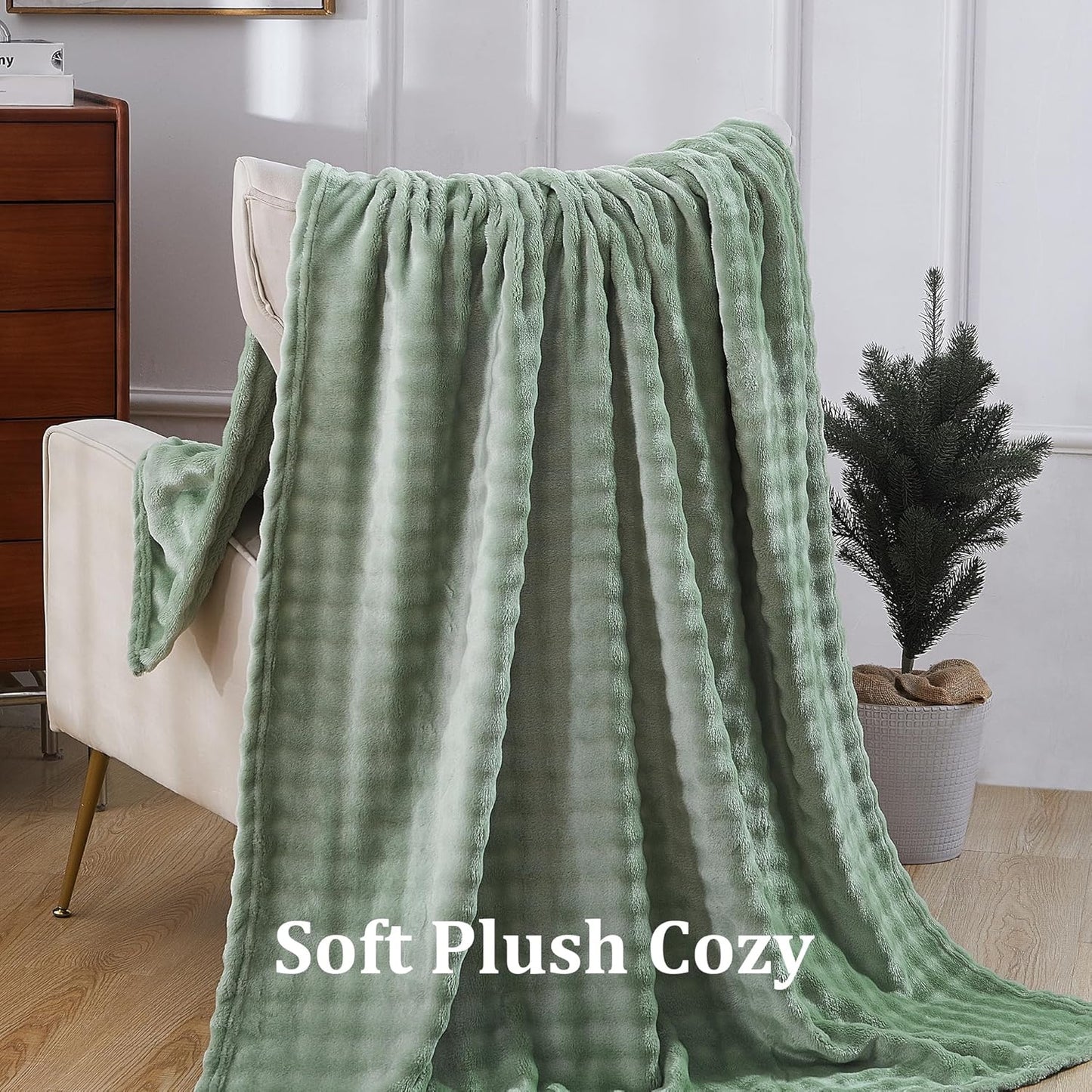 Fluffy 3D Bubble Throw Blanket for Couch & Bed – Cozy Soft Fleece Blankets for Women & Girls – Warm Lightweight Fuzzy Throw XL (50x70) – Machine Washable Gifts