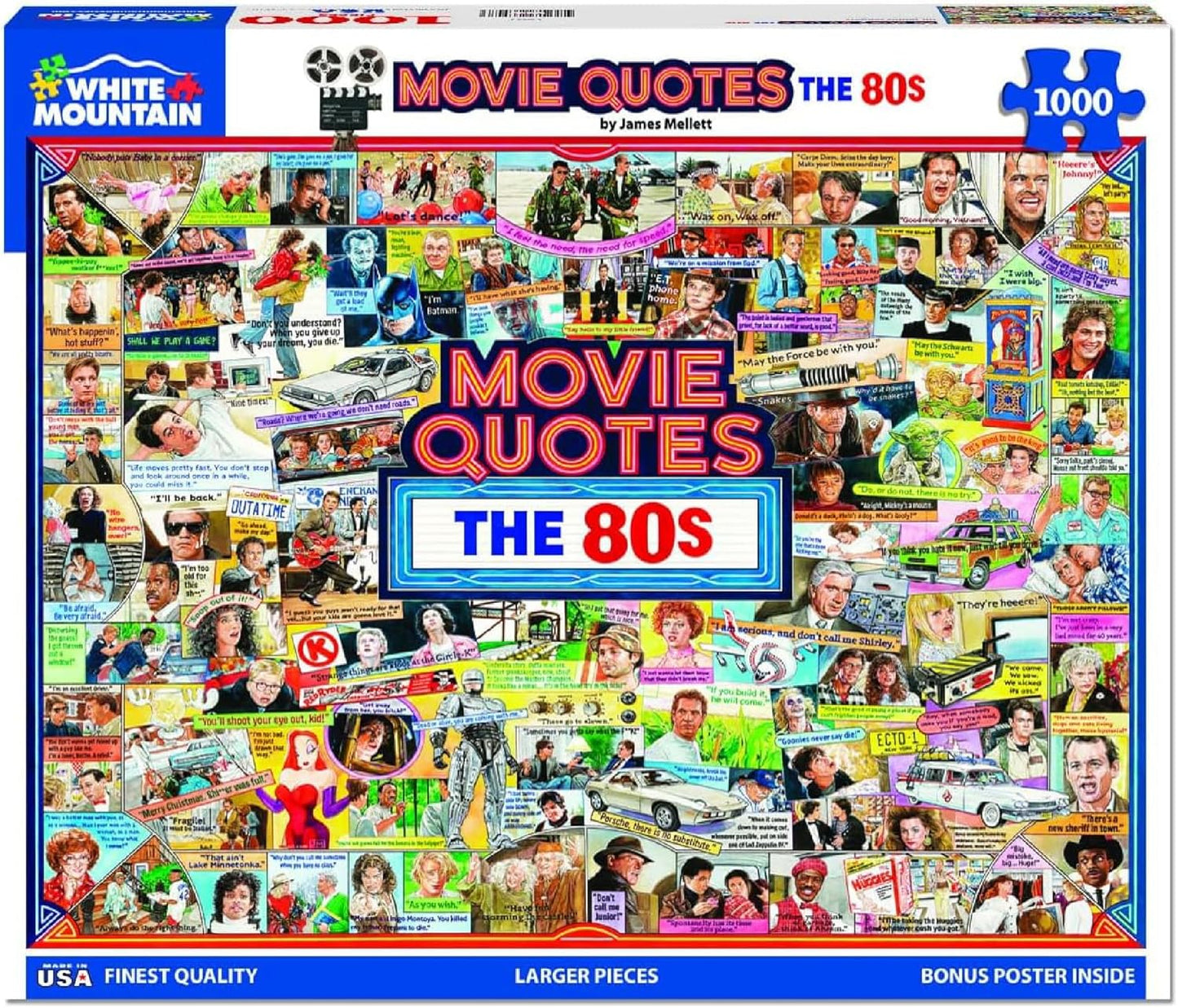 White Mountain Puzzles Movie Quotes The 80s 1000 Piece Jigsaw Popular Pop Culture Puzzle