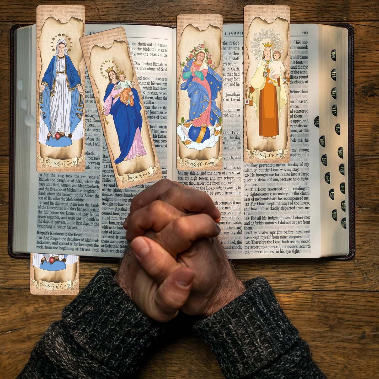 Religious Bible Catholic Bookmarks, 48 Pcs Virgin Mary Christian Book Markers, Scripture Bible Study Gifts for Women Men Book Lovers