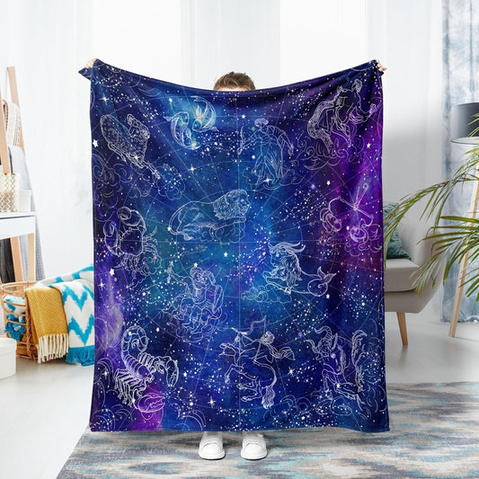 kampdream Galaxy Universe Space Fleece Throw Blanket, Starry Night Sky Mysterious Nebula Stars Mystic Astrology Cozy Nap Blankets Gift for Teens Boys Sofa Bed Couch Chair or Dorm Throws 50×60 inches