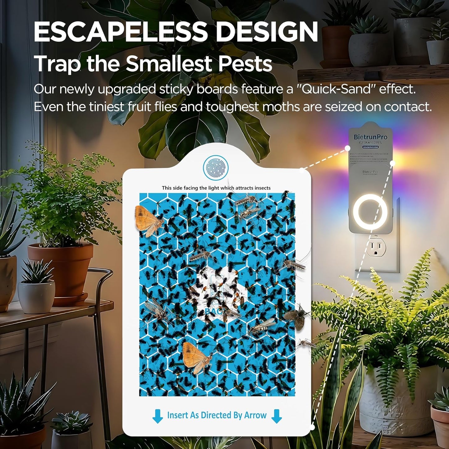 2 Flying Insect Traps+10 Refill Cartridges, 2026 2nd Gen, UV/Blue/Yellow Light Plug in Fly Trap & Indoor Bug Catcher for Gnats, No-Mess Bug Zapper, House & Fruit Flies, 7 * 24hrs Pest Control