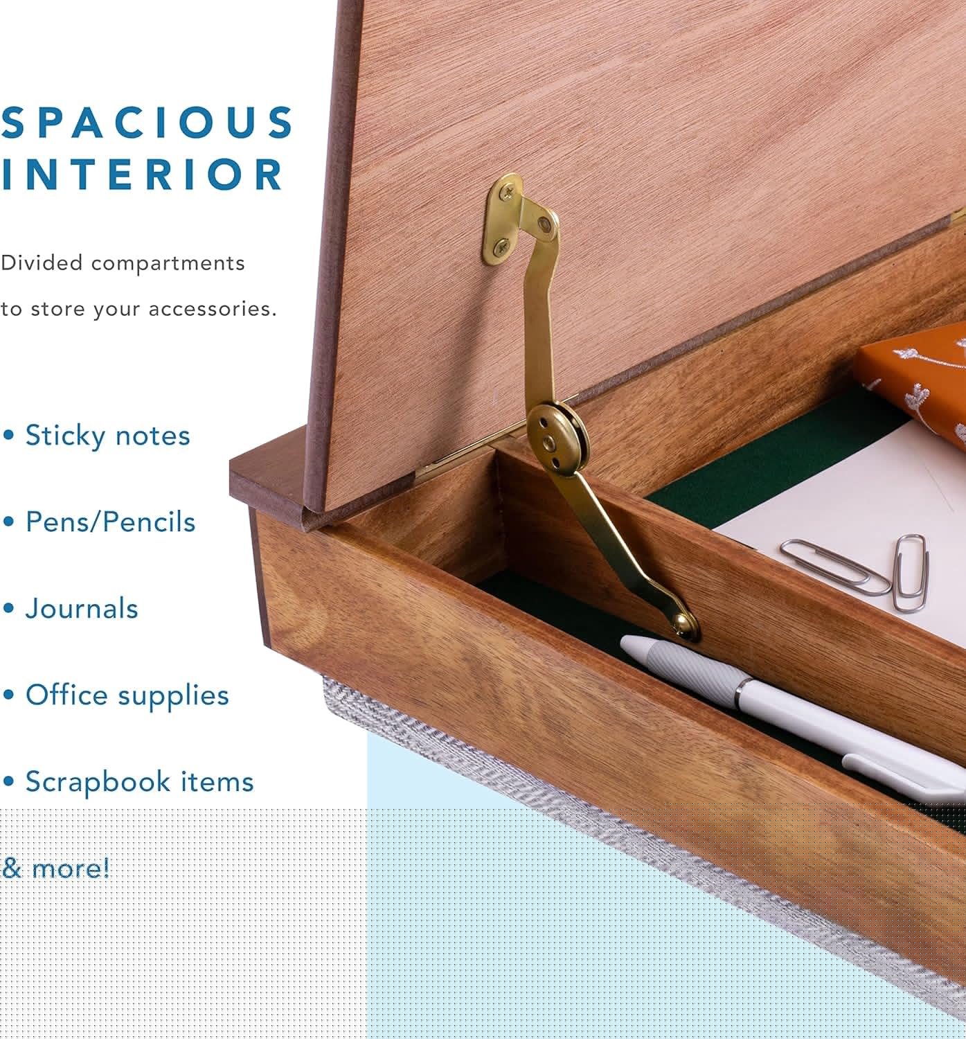 LAPGEAR Schoolhouse Lap Desk with Storage Compartments - Acacia Wood - Natural - Style No. 45076