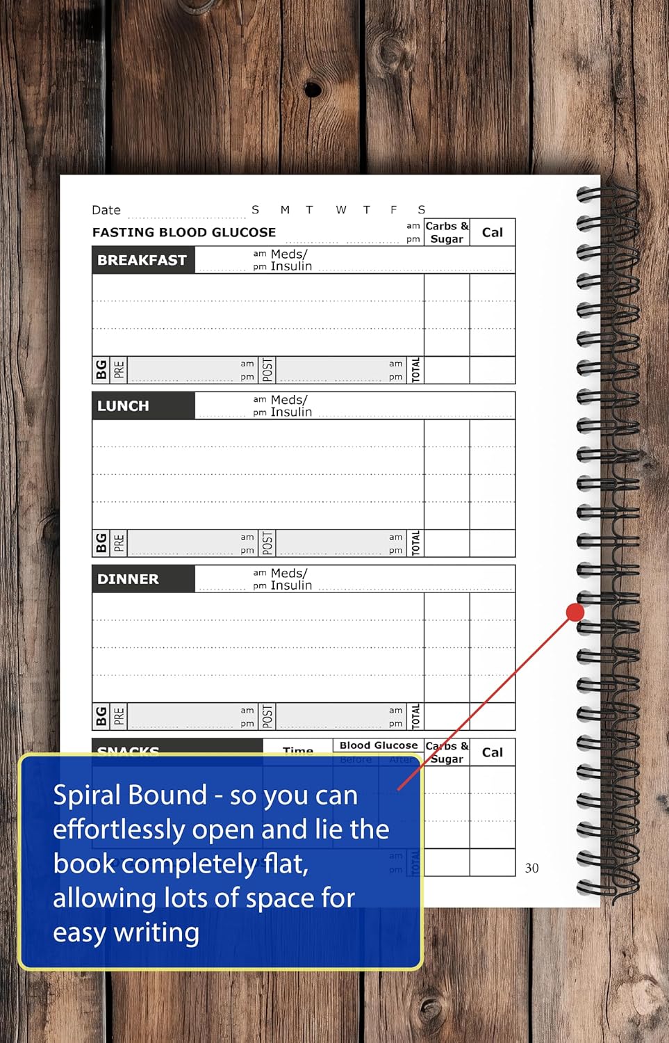 Diabetes Log Book - with Food & Blood Sugar Journal | for Types 1 & 2 Diabetics | A5 Spiral Bound