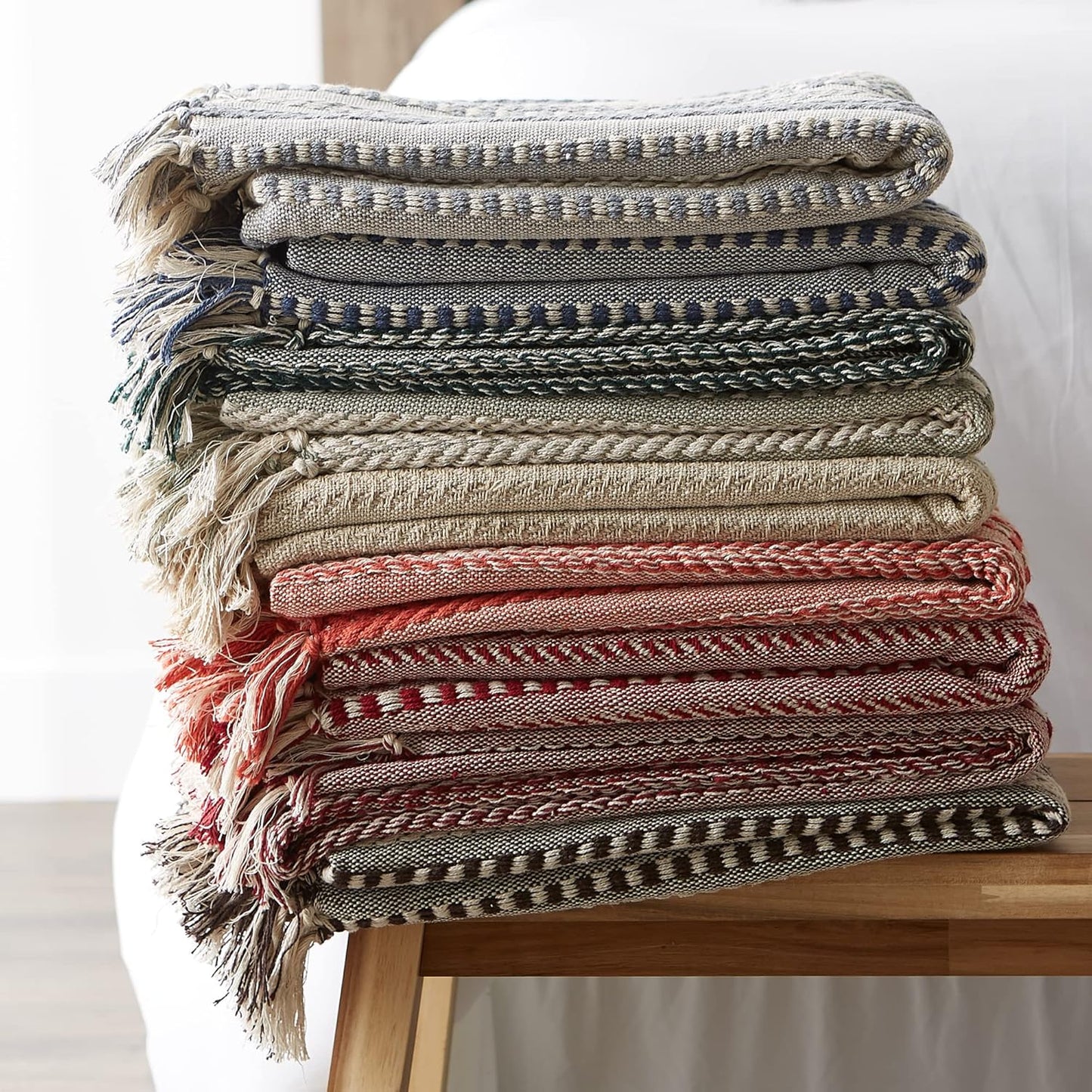 DII Braided Striped Decorative Throw Blanket, 50x60, Dark Green