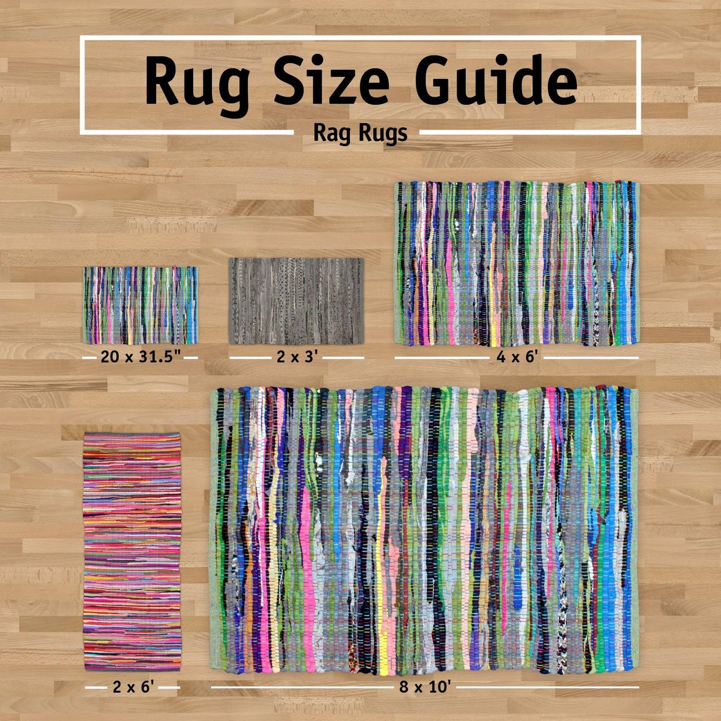 DII Chindi Home Collection Handwoven Multicolor Area Rag Run, 2x3', Denim
