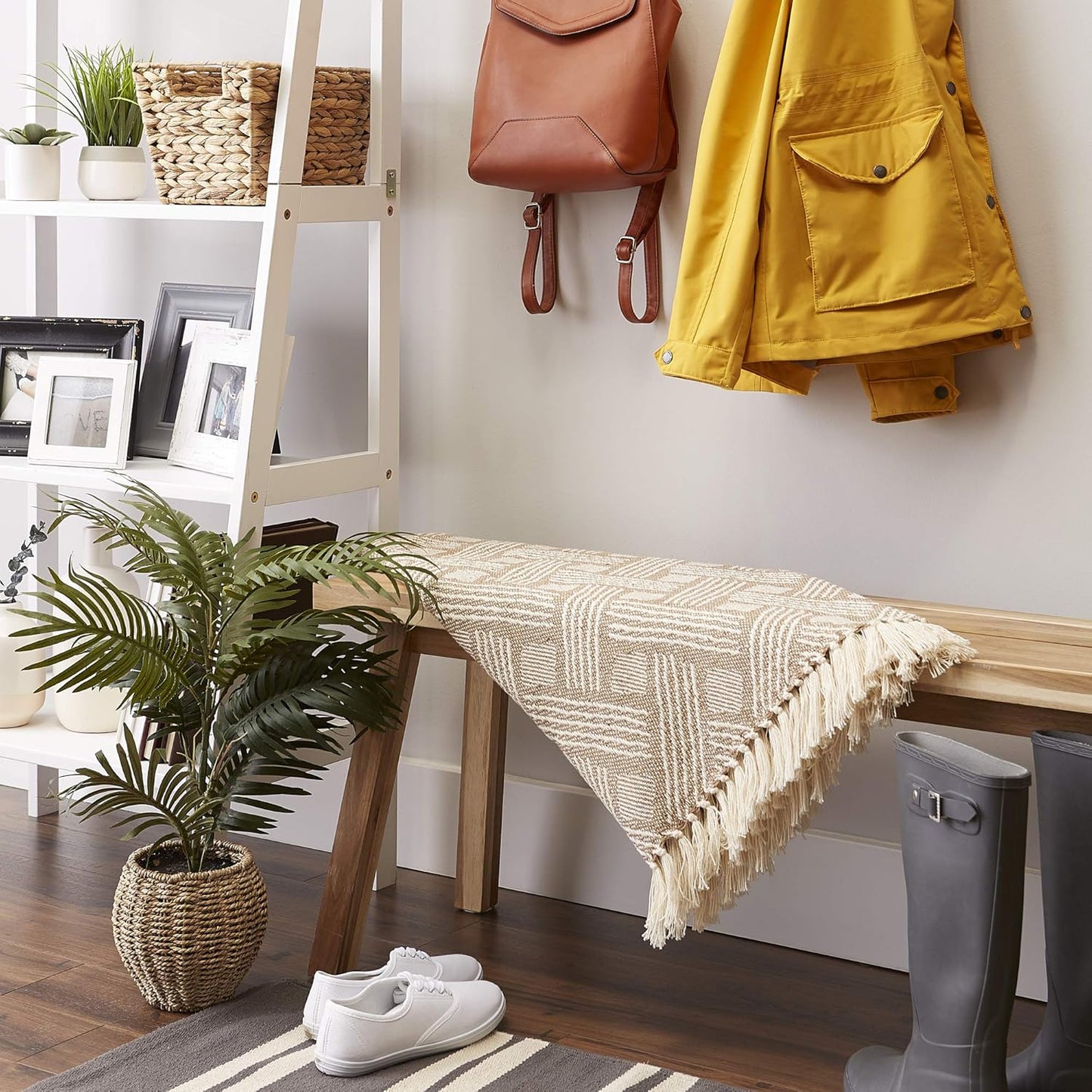 DII Transitional, Basketweave Woven Throw, 50x60, Stone