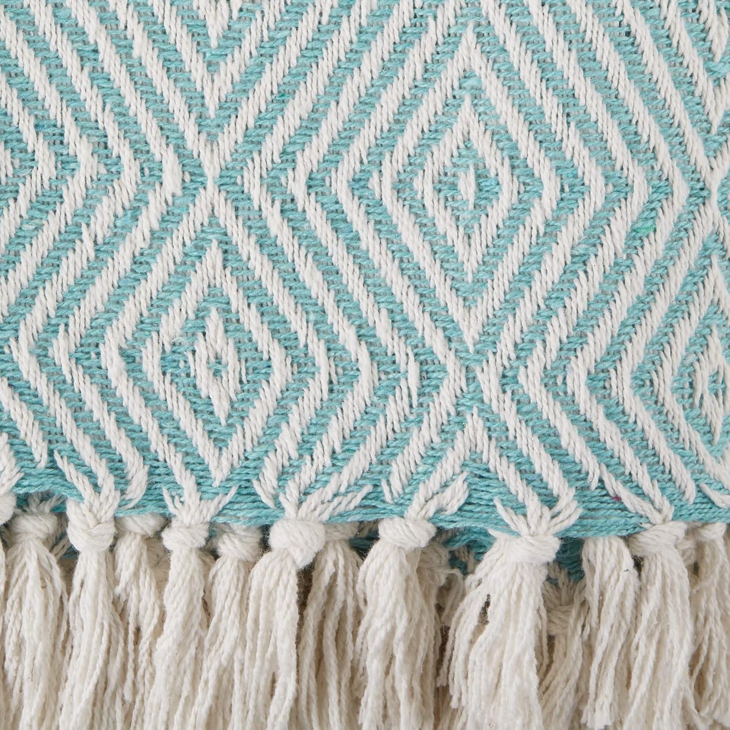 DII Diamond Throw Collection Woven Cotton, 50x60, Aqua