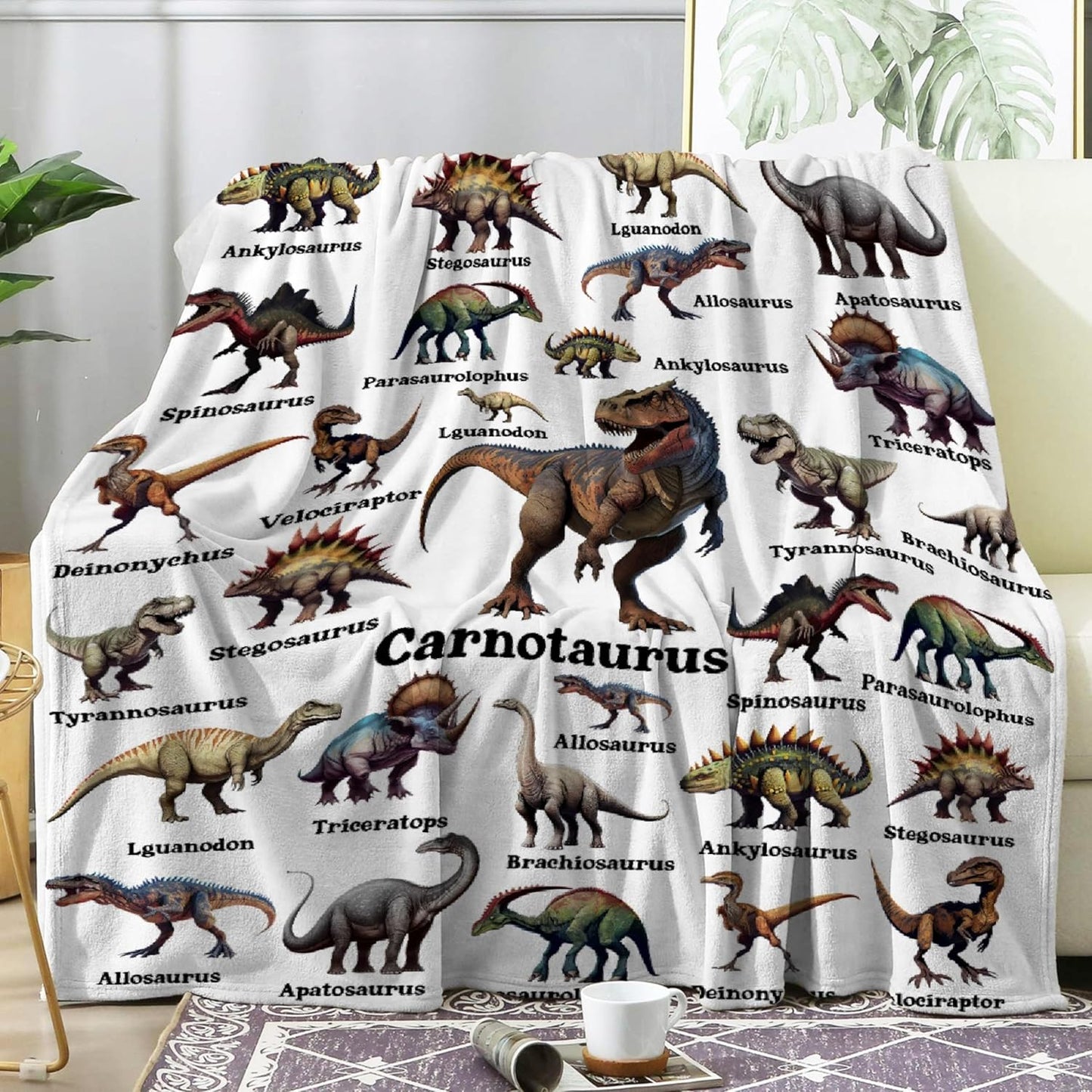 Dinosaur Blanket Gift for Boys, Jurassic Dino Dinosaurs Throw Blanket Gifts for Teens Girls Animal Wild Decor Plush Soft Lightweight Flannel Fleece Dinosaurs Blankets for Sofa Bed Chair 60x50In