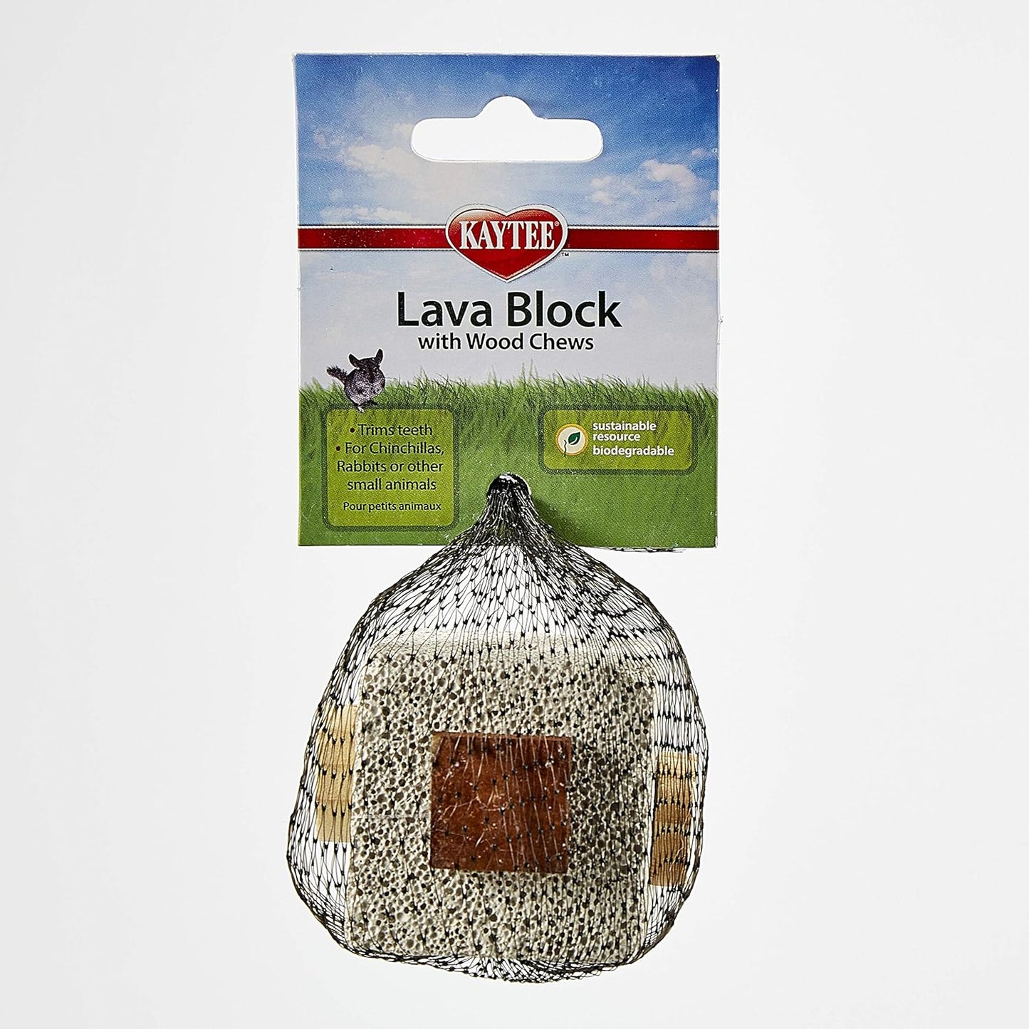 Kaytee Lava Block With Wood Chews for Chinchillas, Rabbits and Other Small Animals, 2.5 x 2.5 x 5 Inches