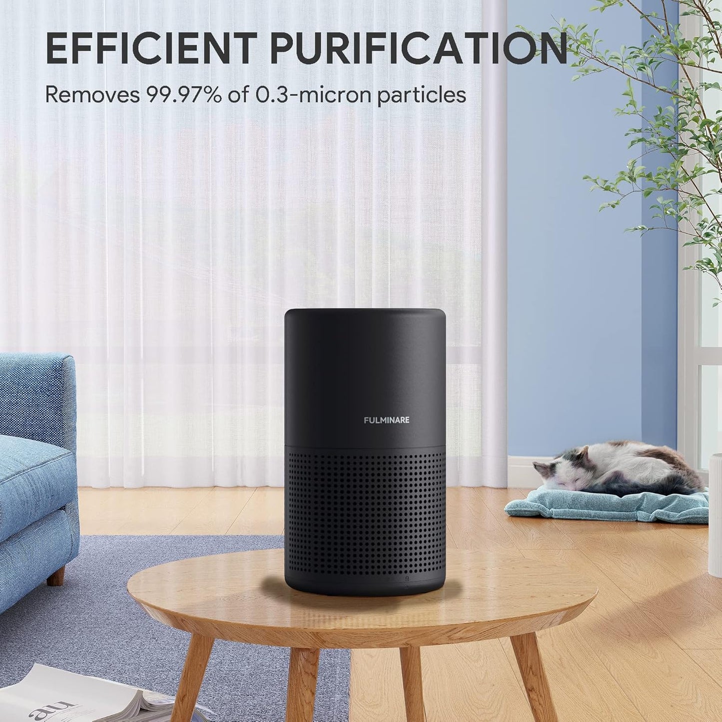 Air Purifiers for Bedroom, FULMINARE H13 True HEPA Air Filter, Quiet Air Cleaner With Night Light, Portable Small Air Purifier for Home, Office, Living Room Black