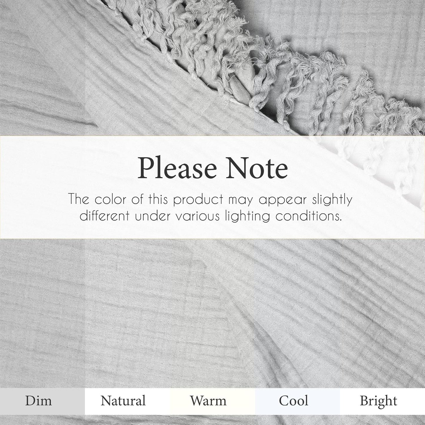 Salt Earth 100% Cotton Muslin Throw Blanket, Gauze Blanket 50"X60" Throw with Tassel 4 Layered for Couch, Bed, Living Room, Lightweight & All Seasons Blankets & Throws, Skin Friendly(Scottish Grey)