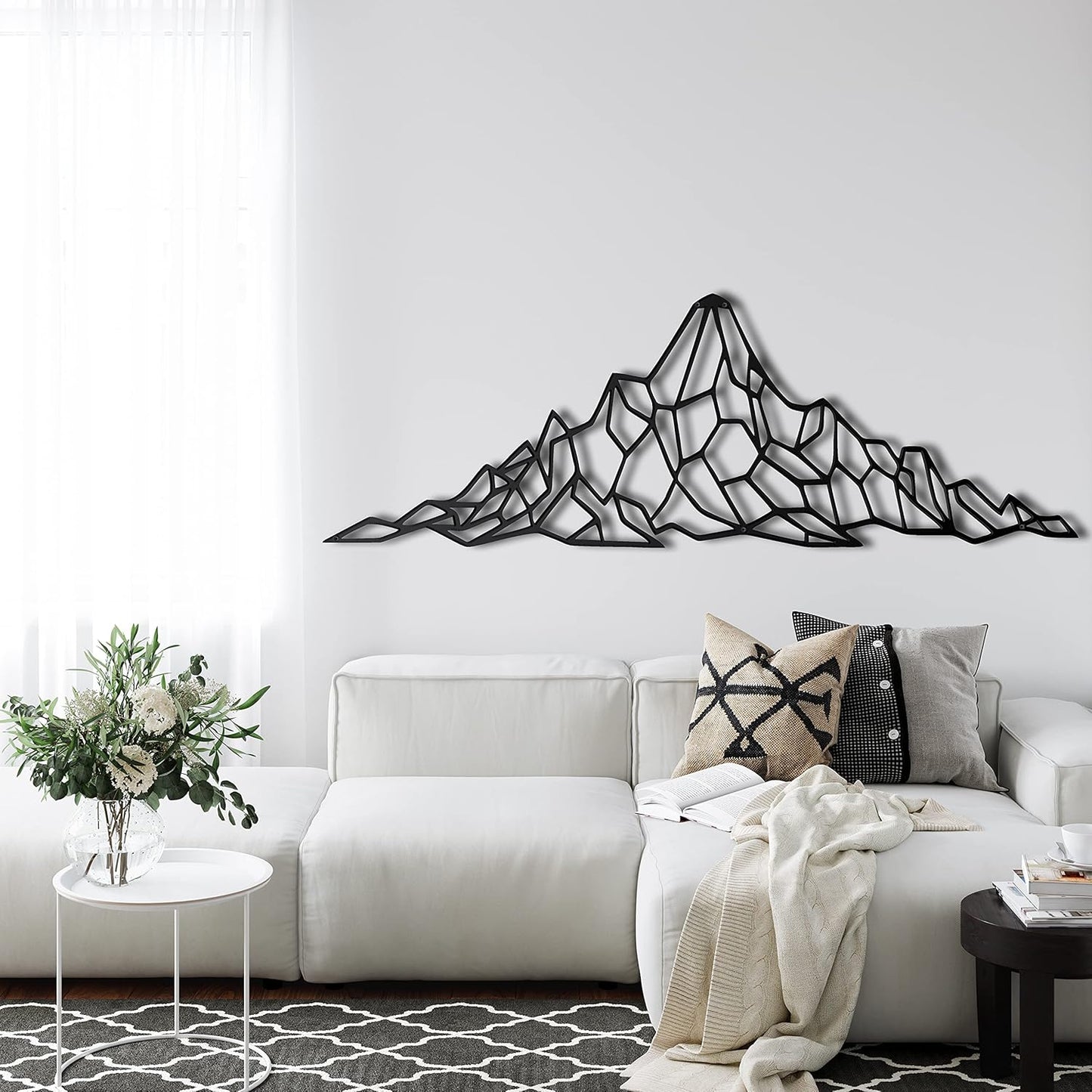 Metal Wall Decor, Geometric Mountain , Home Living Room Decor, Wall Sign, Metal Wall Art, Interior Decoration, Indoor Outdoor Hangings (75x25cm)