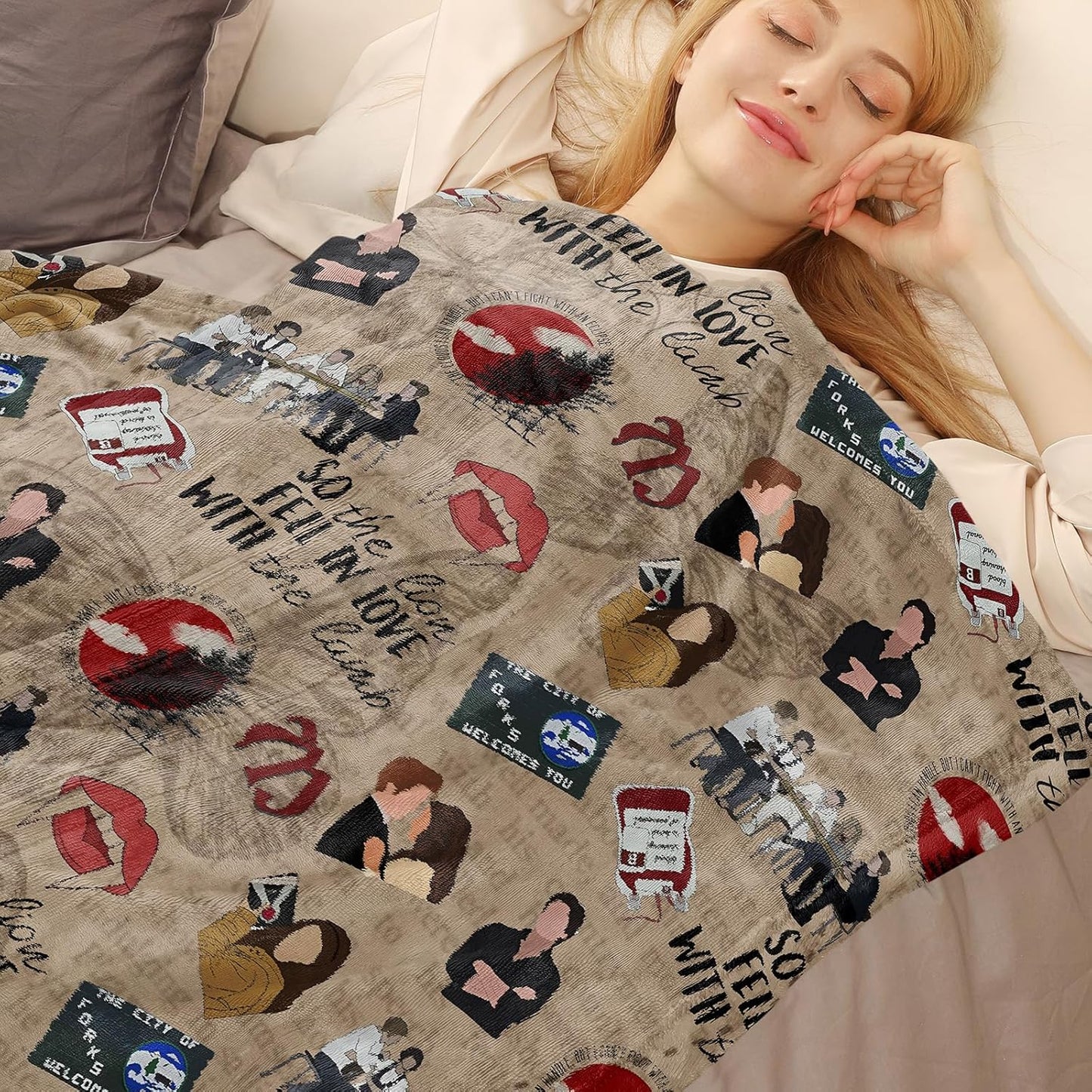 MHunter 50'' x 40'' Movie Twilights Gift Large Size Flannel Blanket, Edw Vampire Romance Throw Blankets House, All Seasons Warm Cozy for Sofa Chairs Bed Home Office Fans, Perfect for Girls and Women