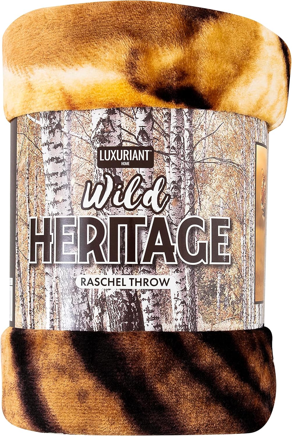 Northwest Wild Heritage Raschel Throw Blanket, 60" x 80", Savanna Tiger