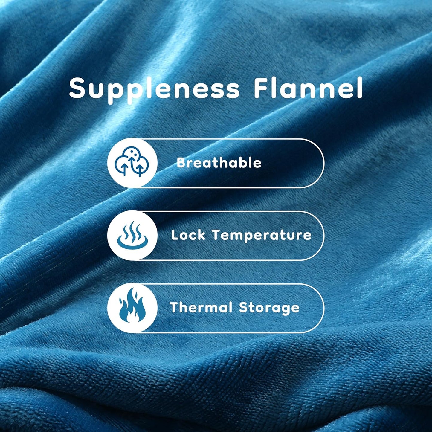 Electric Heated Blanket Full Size 72"×84", Luxurious Breathable Flannel with 4 Heat Settings, 10-Hour Auto Shut-Off & Overheat Protection, for Bed & Couch, Cozy Gift - Lake Blue