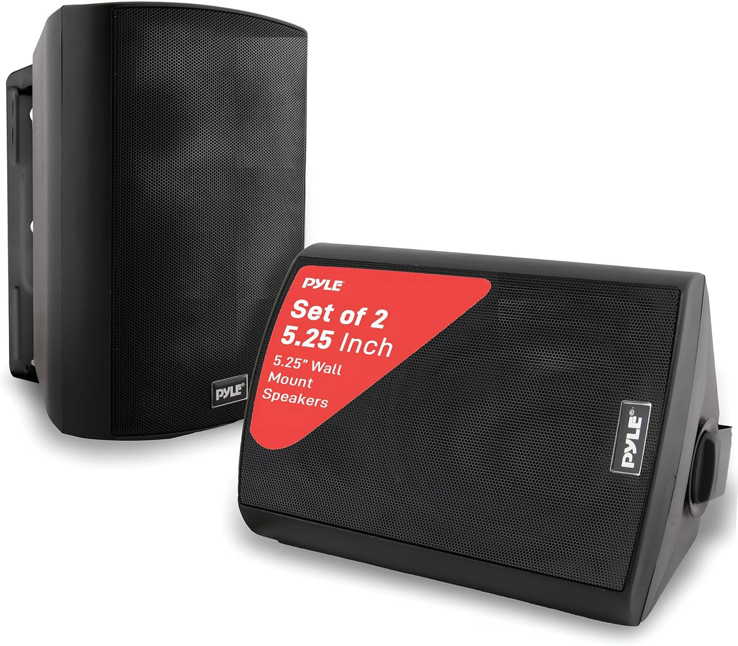Pyle Waterproof Wall Mount Speaker System - 5.25 Inch Active + Passive Pair Wireless Bluetooth Compatible Indoor/Outdoor Stereo Sound Set with AUX IN - Pyle PDWR52BTBK (Black)
