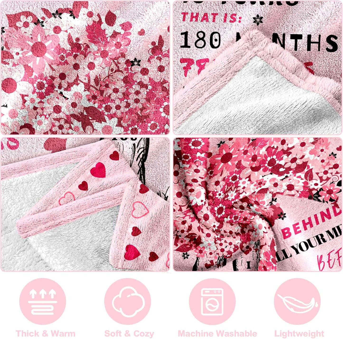 Quinceanera Gifts Throw Blanket 60"x50", Birthday Gifts for 15 Year Old Girl, 15th Birthday Gift for Teen Girls, Sweet 15 Presents for Girls, 15 Year Old Girl Gift Ideas, 15 Bday Present
