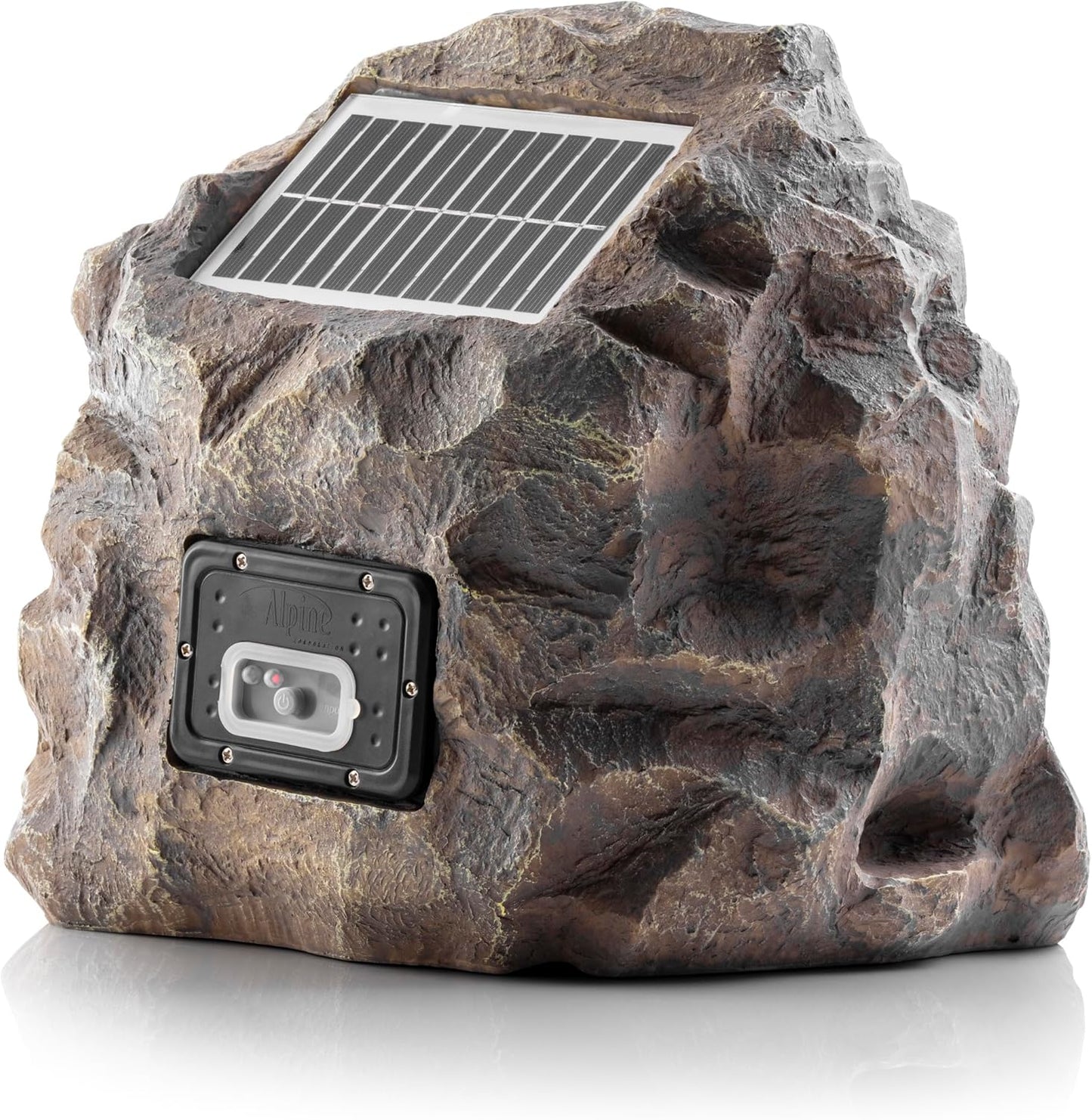 Alpine Corporation 11" Tall Waterproof Bluetooth Solar-Powered Wireless Rock Speaker with 50 Foot Range High-Fidelity Sound, and Portable Audio System, Gray