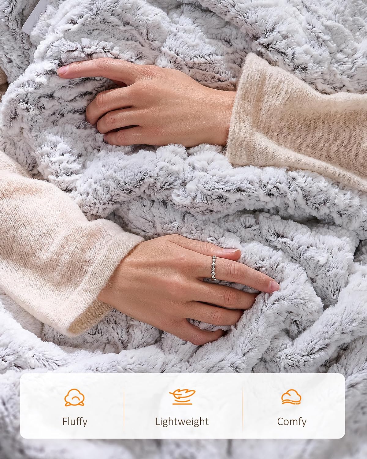 Electric Blanket Heated Twin 62"x84", Bed Blanket Clearance with 9 Heat Levels & 1-10H Timer, Silky Faux Fur, Fluffy Cozy Machine Washable Bedding, Gifts for Mom Dad (Brushed White)
