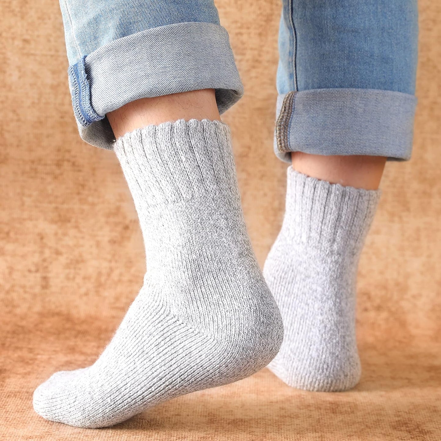 Wool Socks for Women - Womens Wool Socks Winter Sock for men Warm Thick Knit Soft Vintage Casual Crew Sock