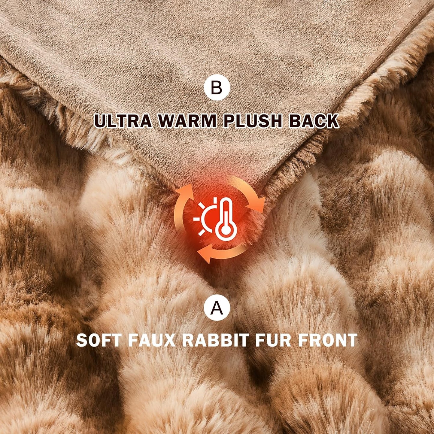 EMME Faux Fur Throw Blanket Tie Dye Brown - Big Bubble Rabbit Cozy Blanket for Couch, Small Fluffy Fuzzy Cozy Blanket, Thick Furry Plush Shaggy Blankets, 650GSM, 50x60 Inches
