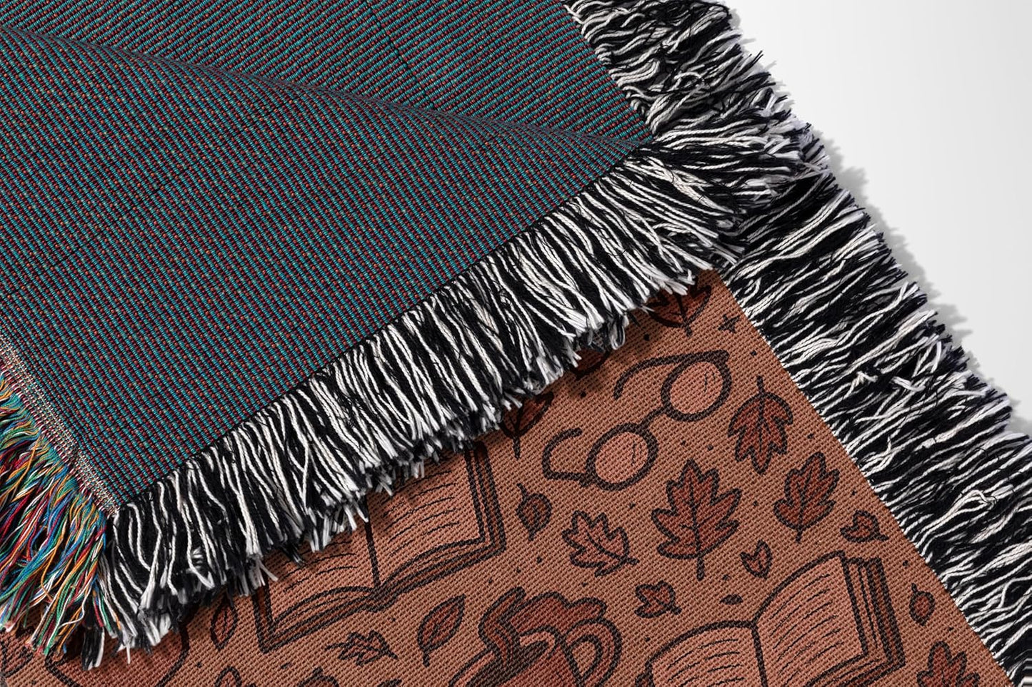Autumn Reading Woven Blanket Cozy Fall Throw for Book Lovers