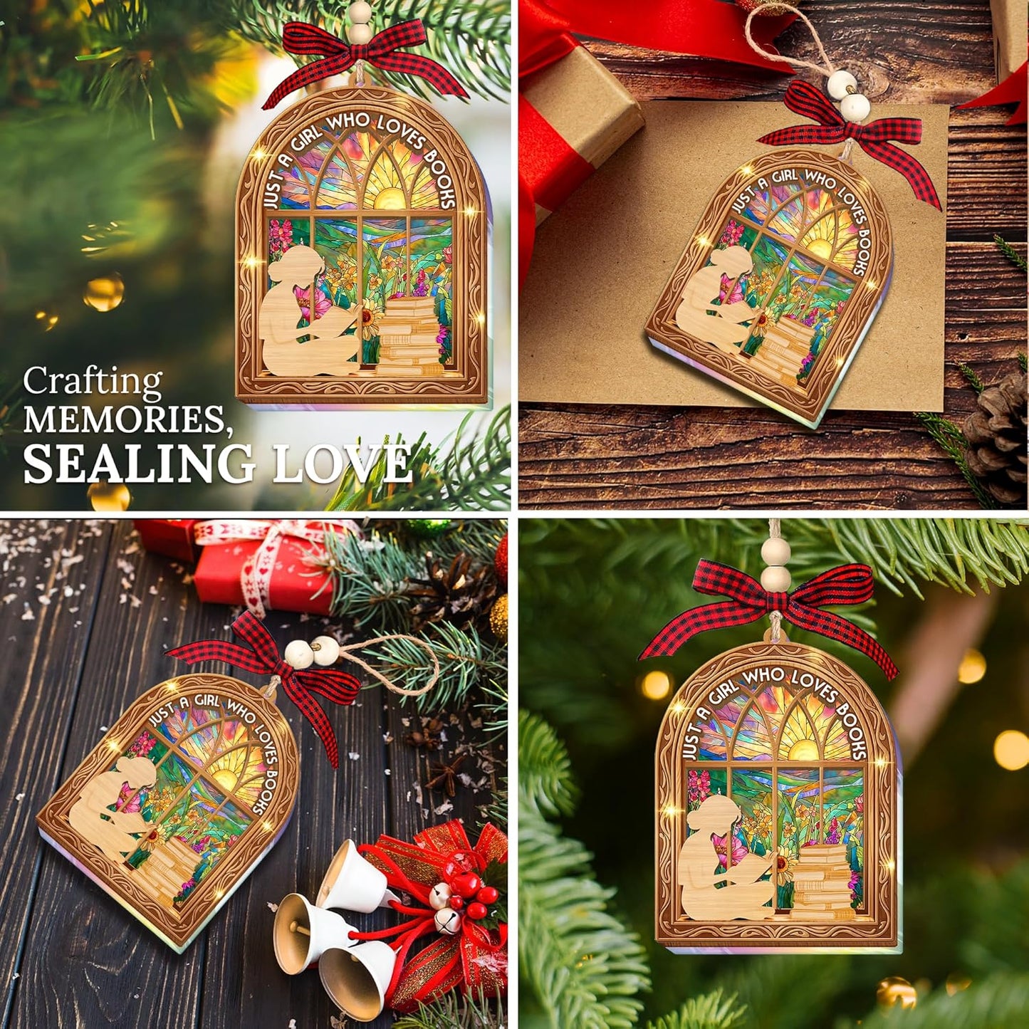 HEXMOZ Book Lover Christmas Ornaments 2025 - Book Lovers Gifts for Women - Book Ornaments for Christmas Tree - Gift Ideas for Book Lovers, Readers, Bookworms, Book Club, Bookish, Readers, Librarians