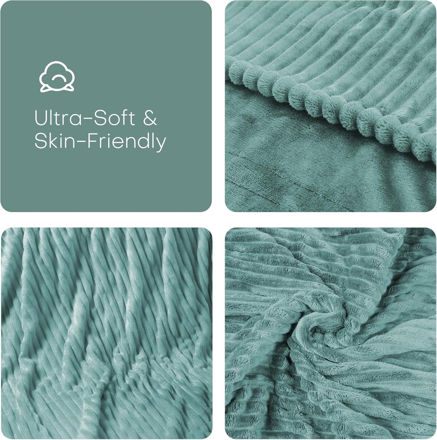 Electric Heated Blanket Twin Size 62"x84" with Cozy Flannel, 6 Heat Settings & 10 Hours Auto Off, Soft & Cozy Warming Throw for Home, Office, or Bed, Machine Washable, Bean Green