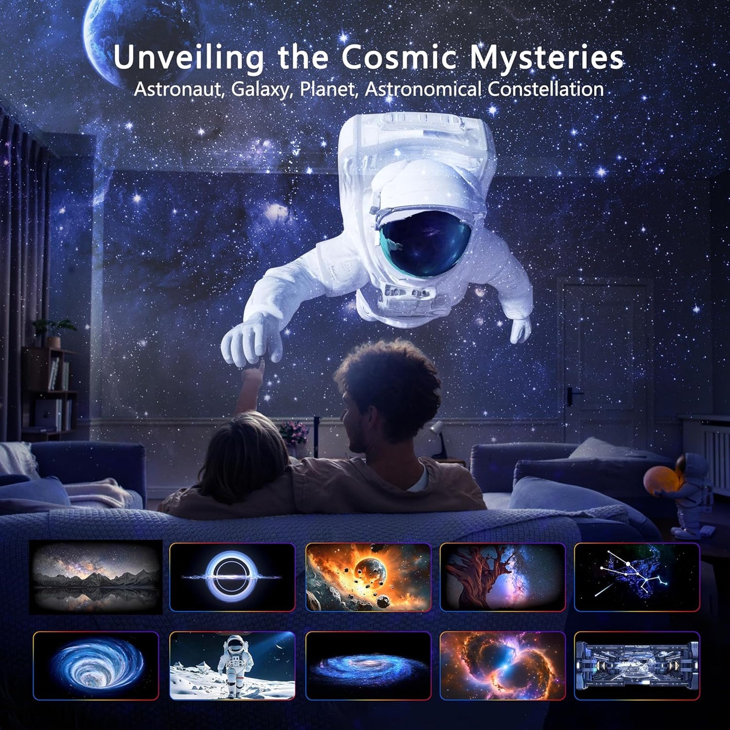 3D Galaxy Projector, AIRIVO 3D Visual Star Projector with 90 3D Scenes, Planetarium Projector with Bluetooth Speaker, Moving Stars, Night Light Projector for Room Decor, Kids Adults, Christmas