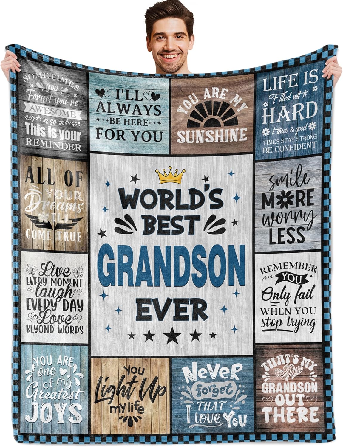 Grandson Gifts from Grandma Grandpa, Gifts for Grandson, Grandson Birthday Gifts, Grandson, Grandson Gifts for Fathers Day, Grandson Blanket 60X50”