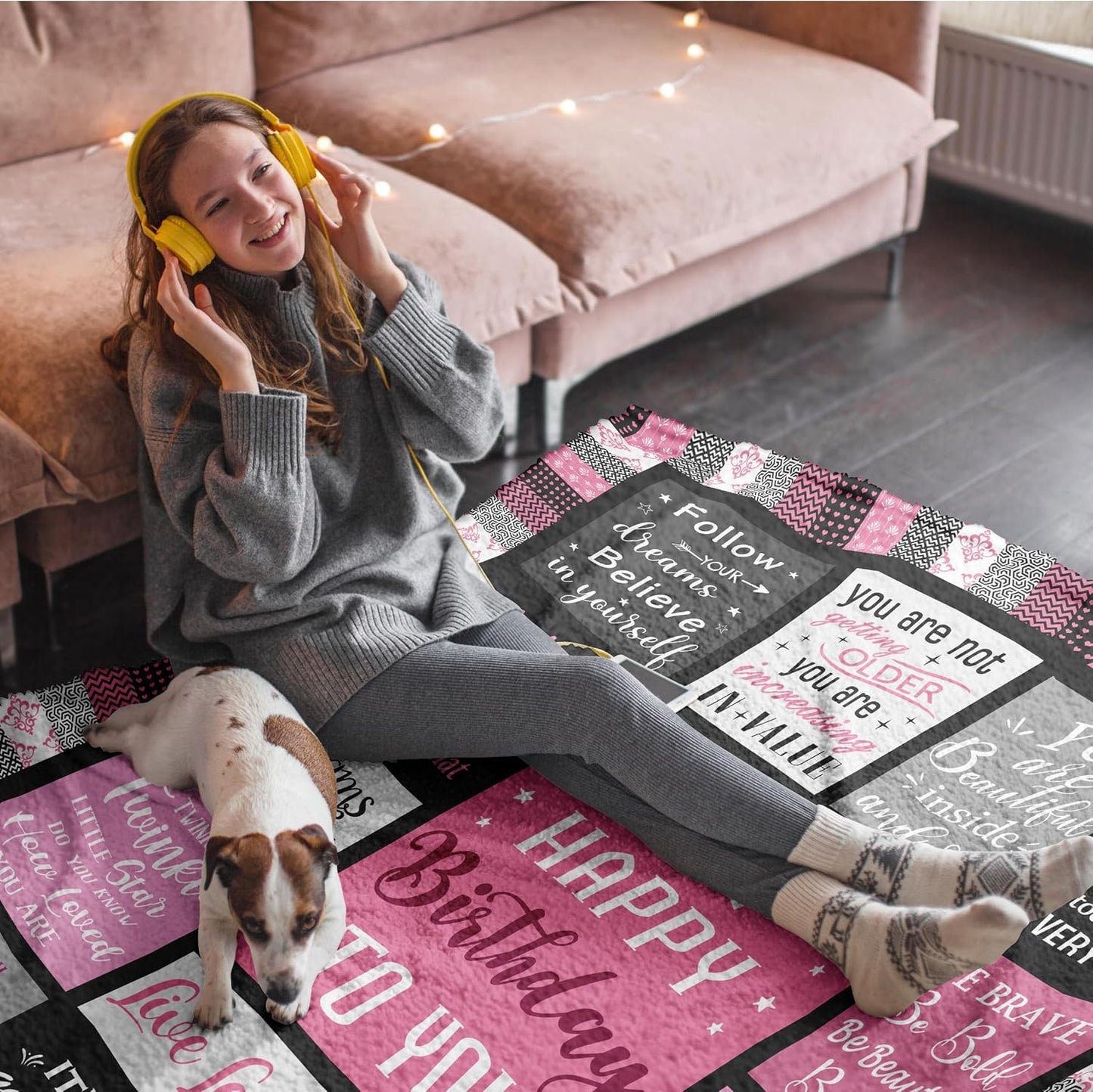 Birthday Gifts for Women Blanket 60’’X50’’, Happy Birthday Decorations Gifts for Her/Girls/Mom/Sister/Friend, Female Bday Present