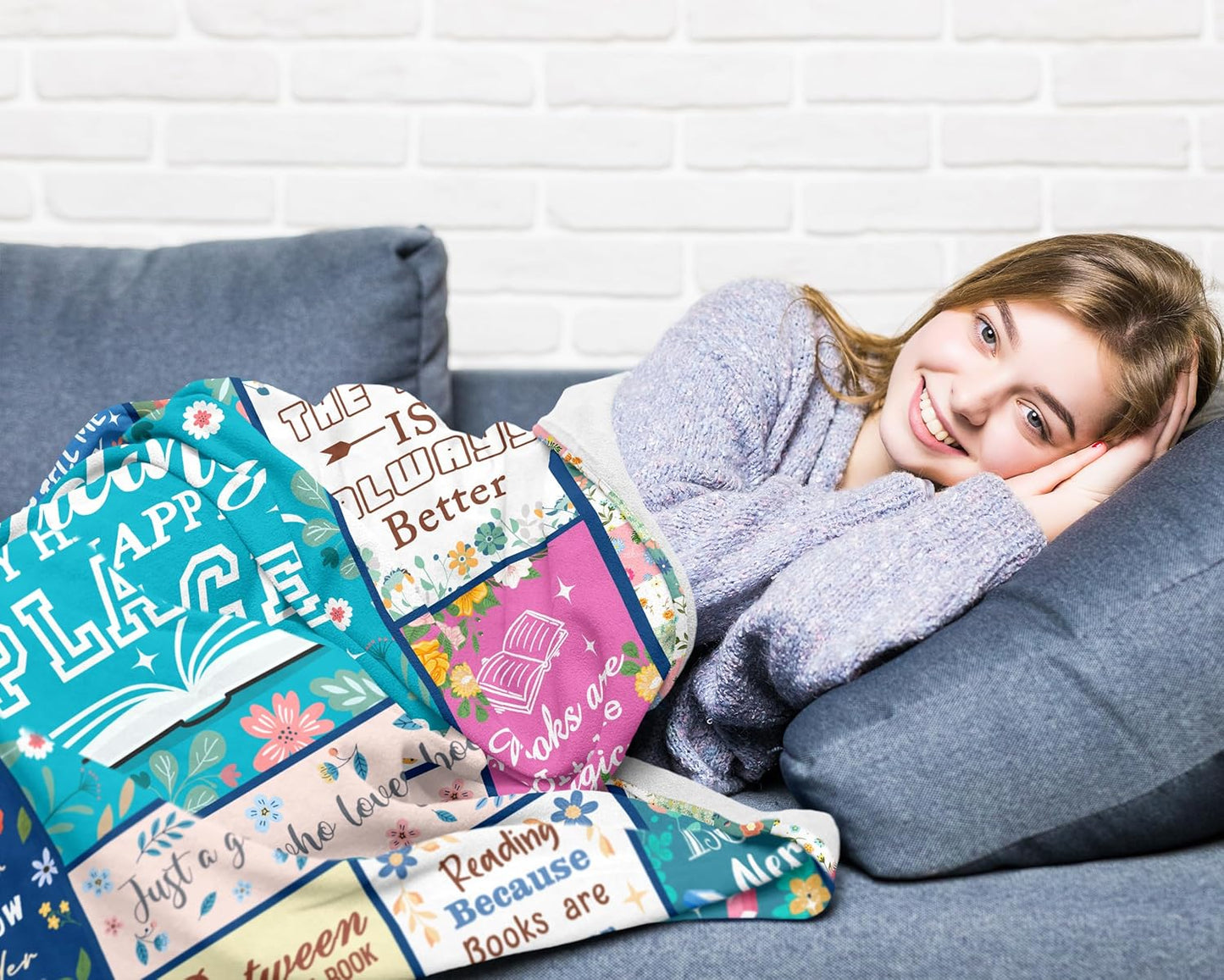 QOJUYO Book Lovers Gifts for Women, Gifts for Book Lovers Women, Bookish/Librarian/Bookworm Gift for Reader, Reading Blanket 60"x50"