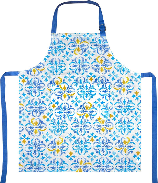 100% Cotton Kitchen Printed Apron with Pocket and Adjustable Neck with Long Ties Apron 25" X 31" for Women Men Chef Cooking, Baking, Gardening.