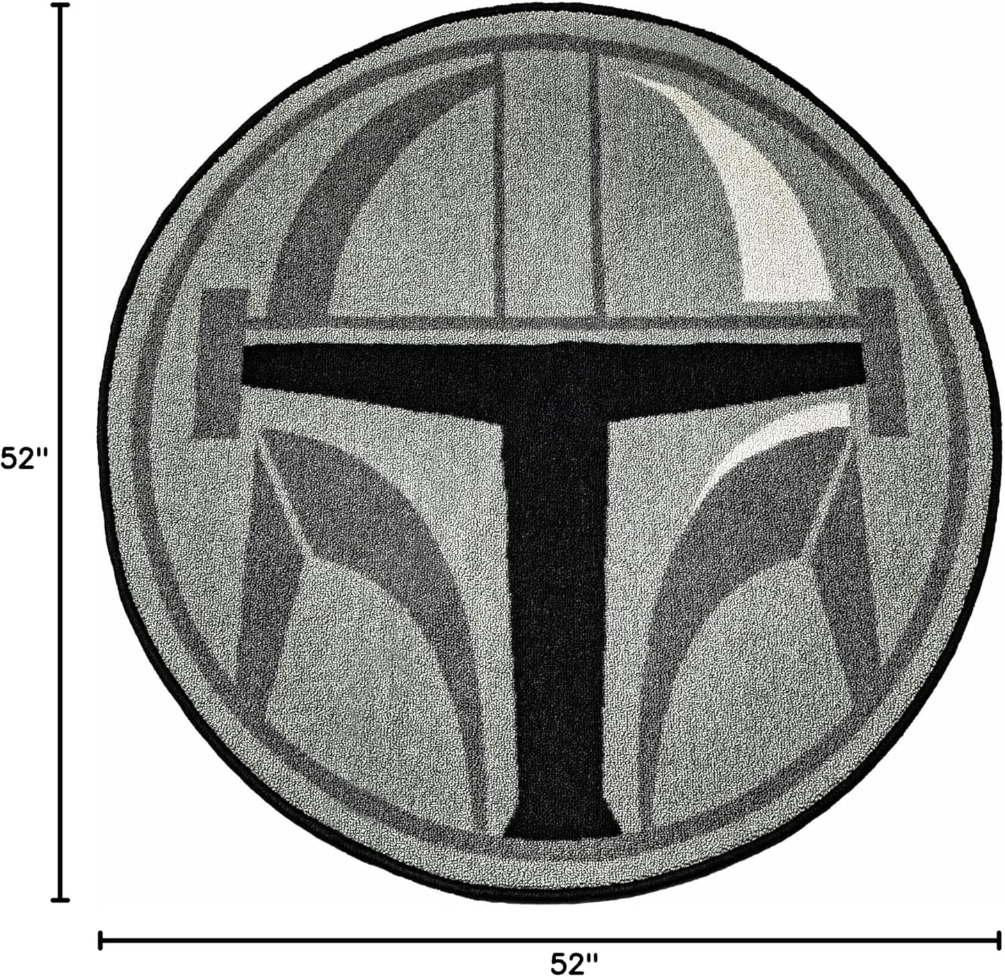 Ukonic Star Wars: The Mandalorian Helmet 52-Inch Round Printed Area Rug | Indoor Floor Mat, Accent Rugs for Living Room and Bedroom, Home Decor for Kids Playroom | Movie Gifts and Collectibles
