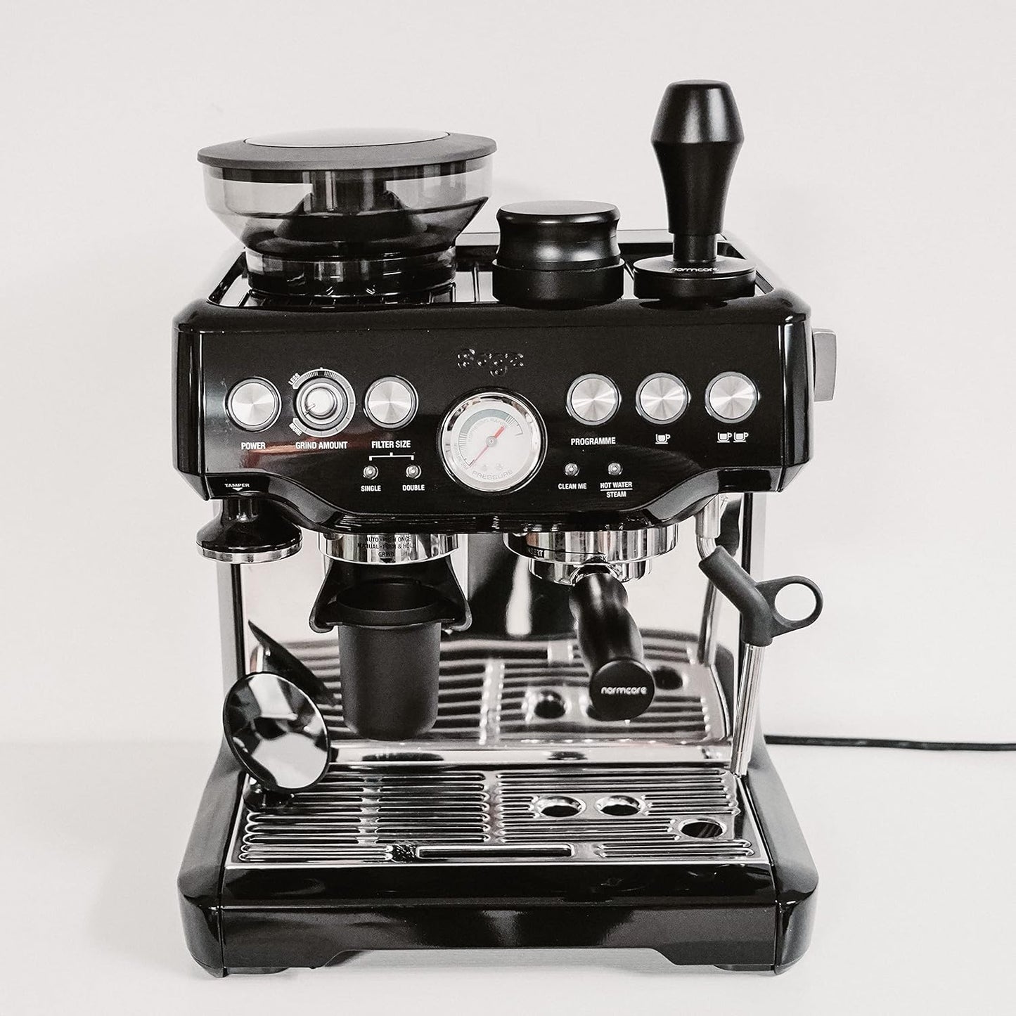Normcore V4 Coffee Tamper 53.3mm - Spring-loaded Tamper – Barista Espresso Tamper with 15lb / 25lb / 30lbs Replacement Springs - Anodized Aluminum Handle and Stand - Flat Base