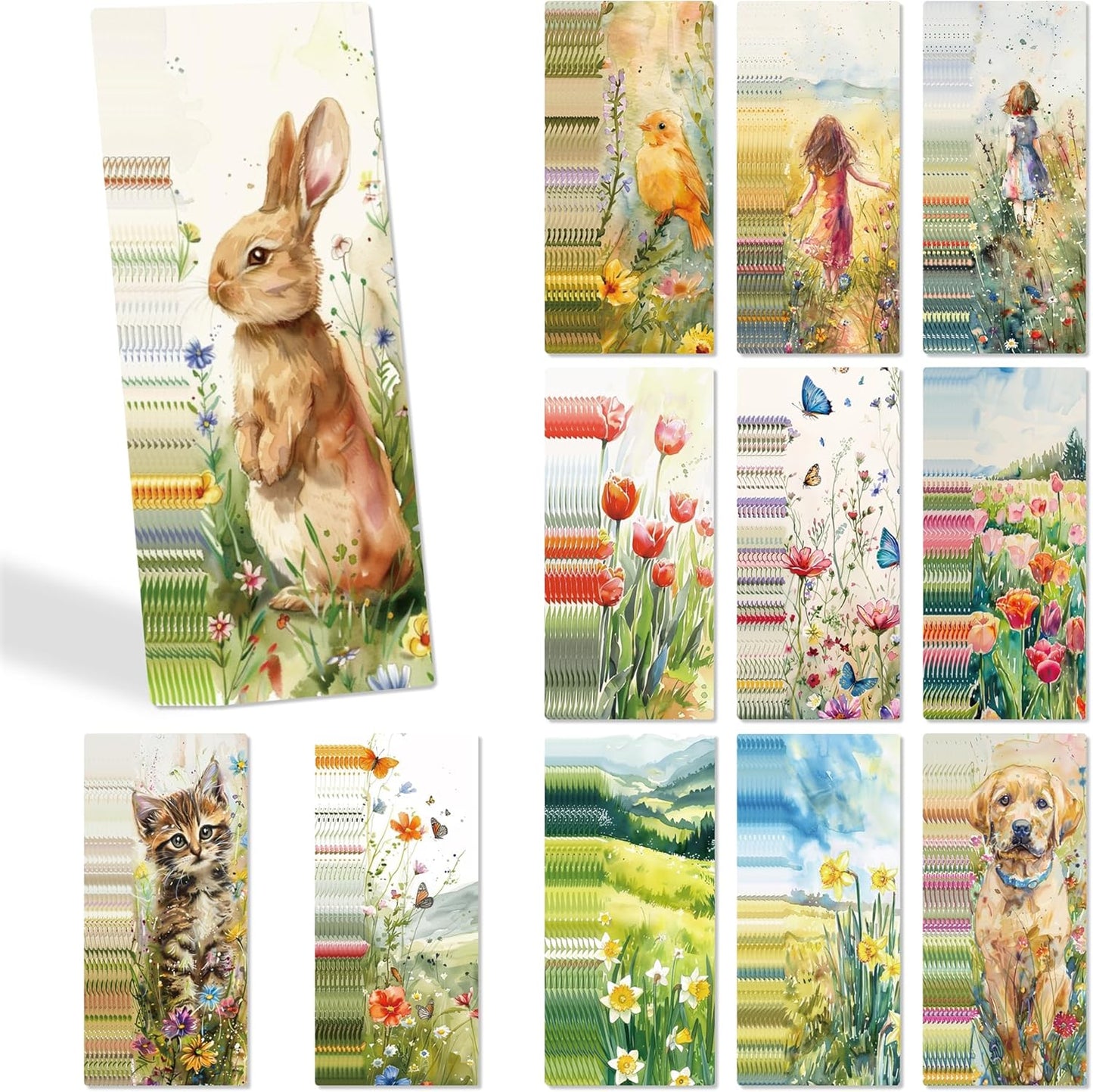 Vintage Flower Bookmark Gifts - 120 Pcs Cute Cats Dogs Paper Bookmarks Bulk for Women Book Lovers Nature Animals Page Marks School Reading Accessories Bookish Gift for Birthday Graduation