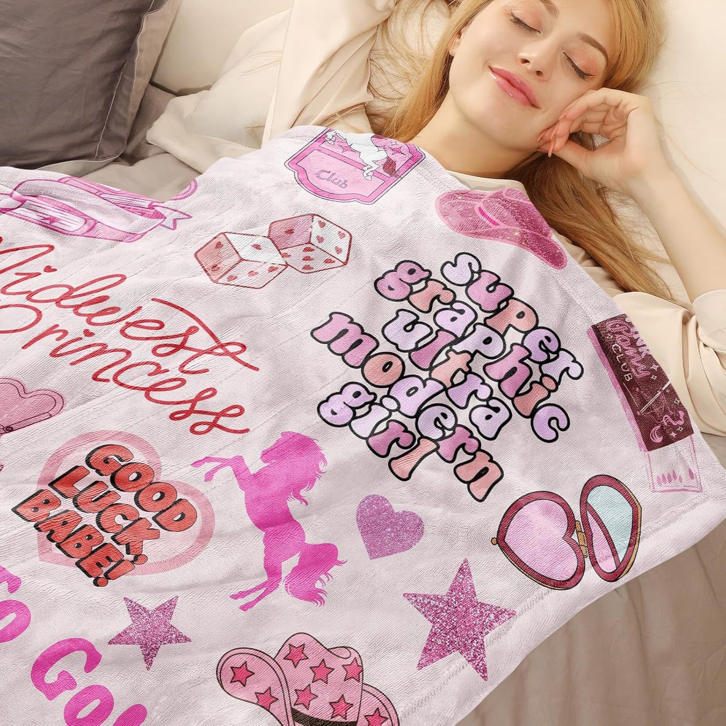 50"x 40" Pink Music Pony's Singer Throw Blanket, Chappell Gifts for Girls Fans Women, Soft Blankets All Seasons, Plush Cozy Lightweight Flannel Quilts for Bedroom Sofa Couch Living Room